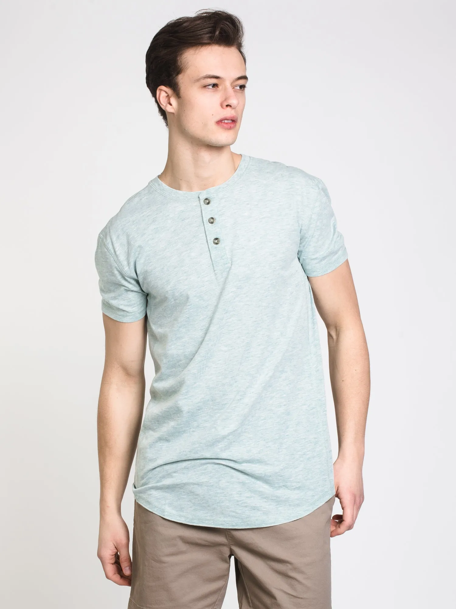 MENS LONGLINE MELANGE HENLEY - CLEARANCE sold by Boathouse