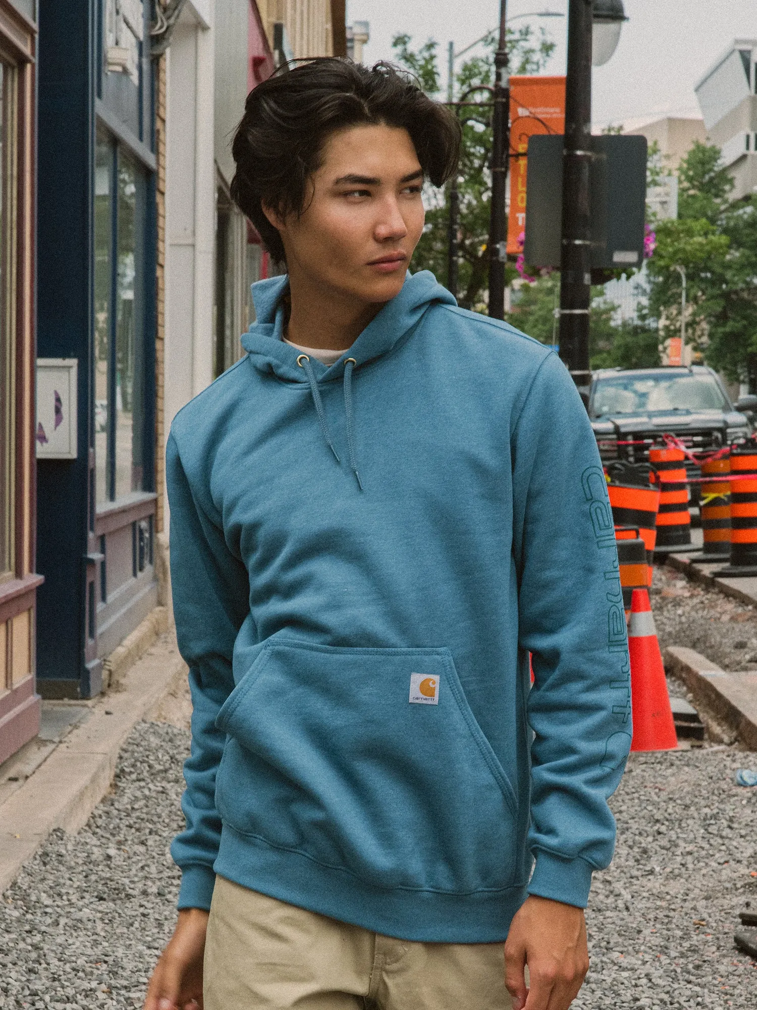 CARHARTT LOGO SLEEVE PULLOVER HOODIE sold by Boathouse