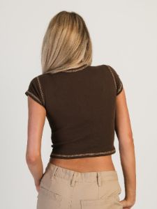 HARLOW GABBY SHORT SLEEVE BABY TEE - CHOCOLATE - CLEARANCE sold by Boathouse