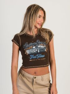 HARLOW GABBY SHORT SLEEVE BABY TEE - CHOCOLATE - CLEARANCE sold by Boathouse