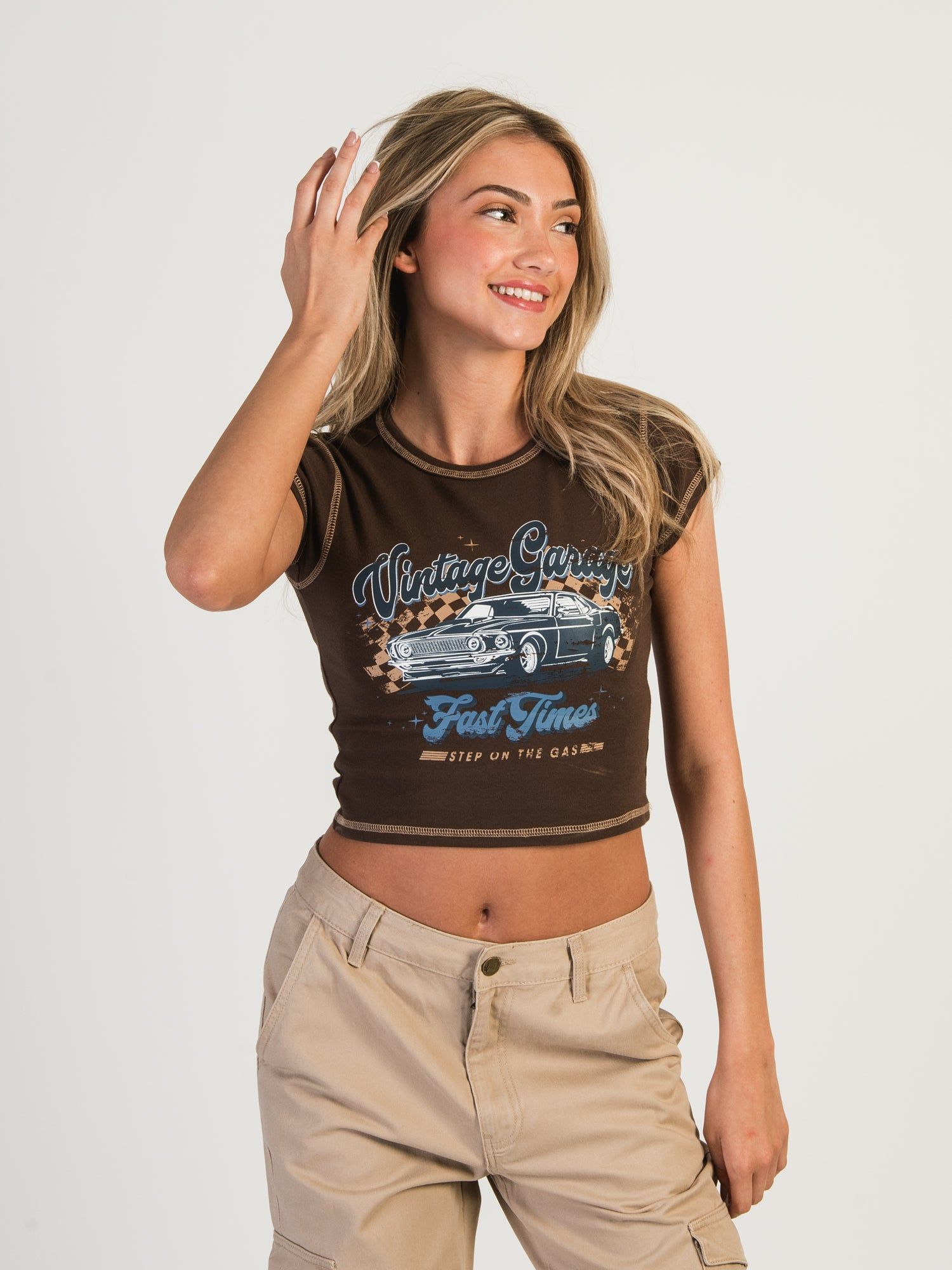 HARLOW GABBY SHORT SLEEVE BABY TEE - CHOCOLATE - CLEARANCE sold by Boathouse