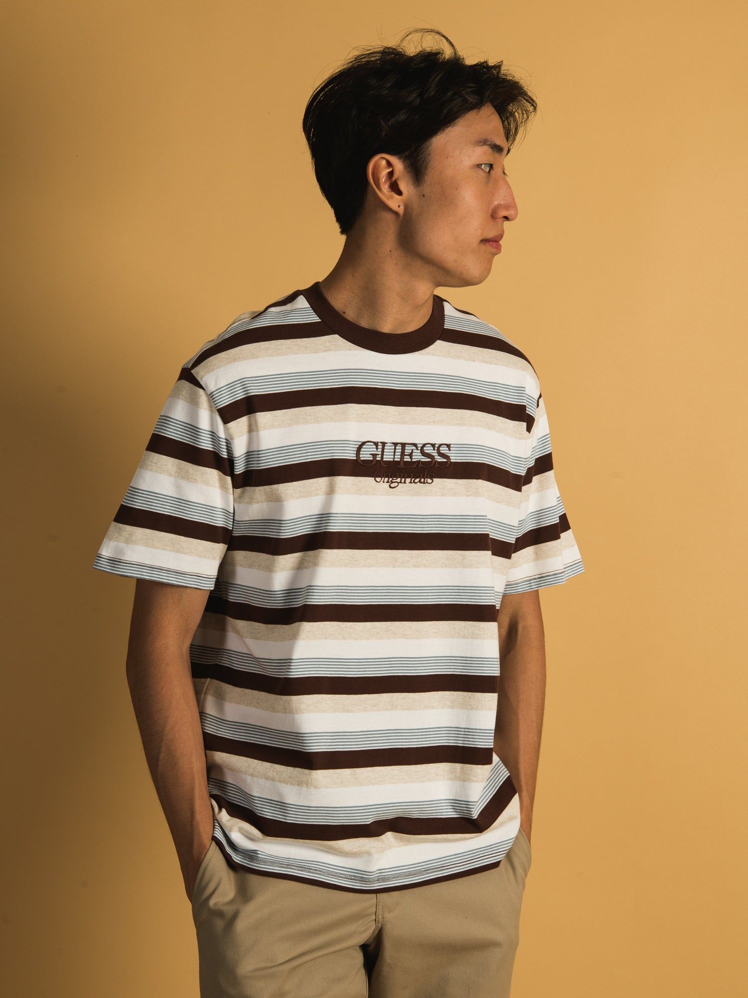 GUESS ORIGINAL COLE HEATHER STRIPE T-SHIRT sold by Boathouse