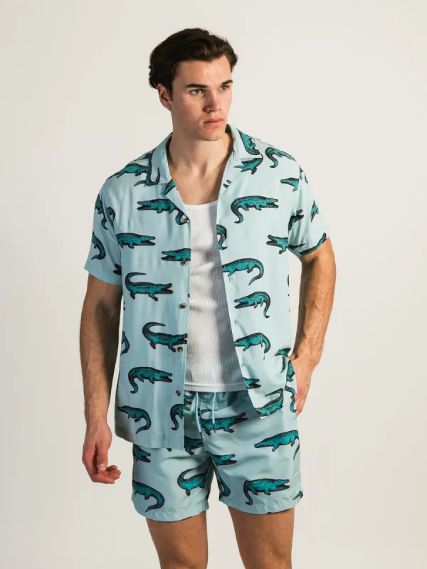 ISLAND HAZE CROCODILE WOVEN SHORT SLEEVE SHIRT sold by Boathouse