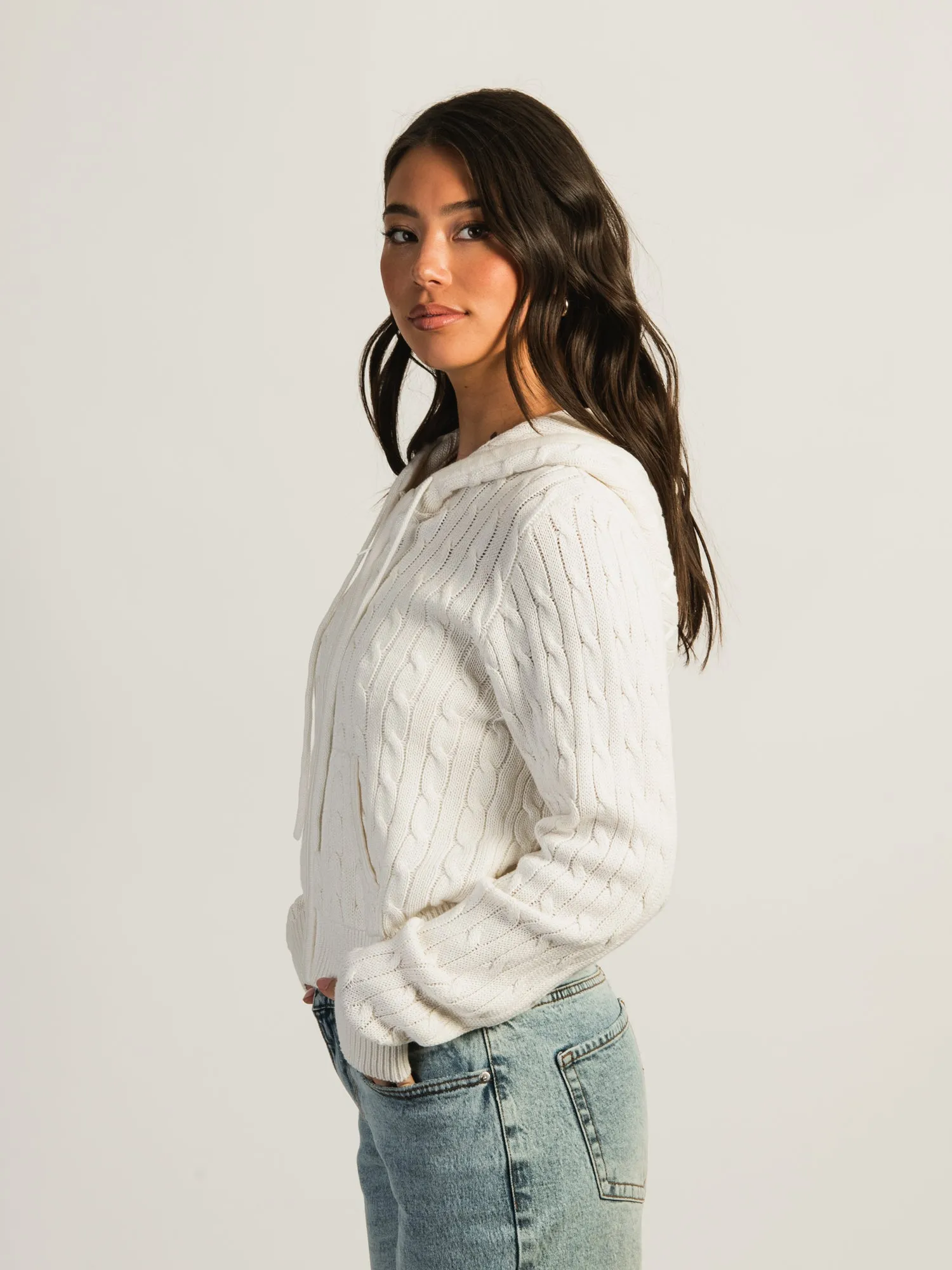 HARLOW MAUDE CABLE KNIT ZIP UP - OFF WHITE sold by Boathouse product image thumbnail 2