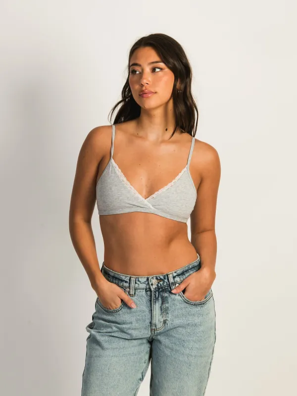 HARLOW CLASSIC TRIANGLE LACE BRALETTE - HEATHER GREY sold by Boathouse