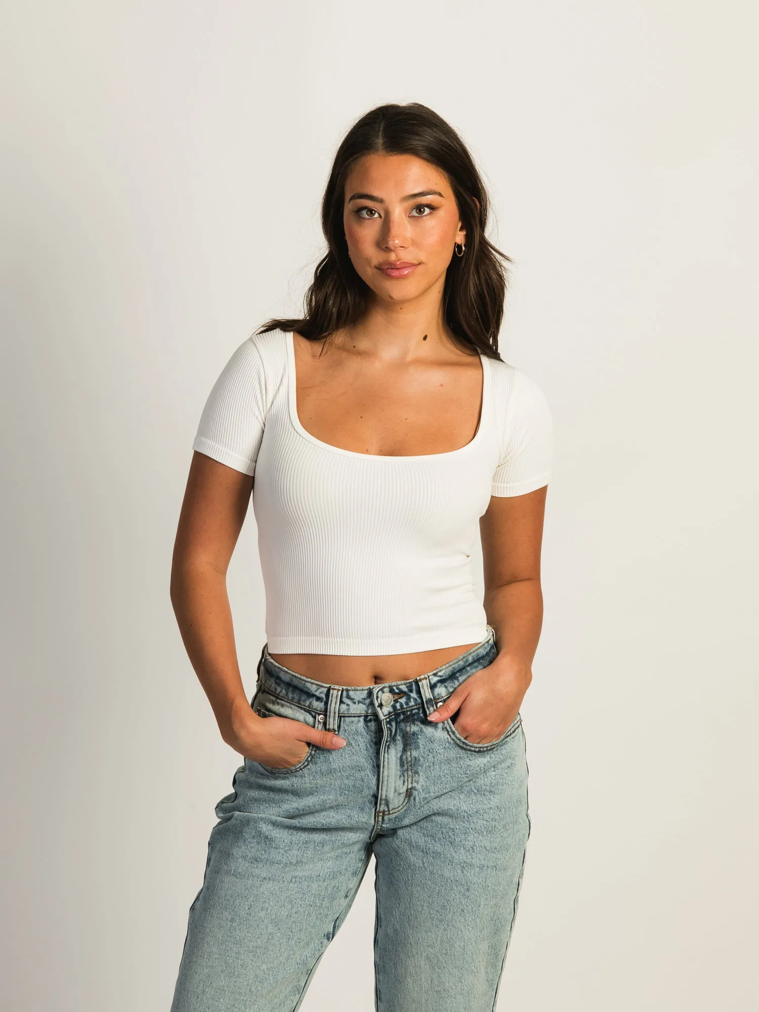 HARLOW SQUARENECK SEAMLESS TEE - OFF WHITE sold by Boathouse