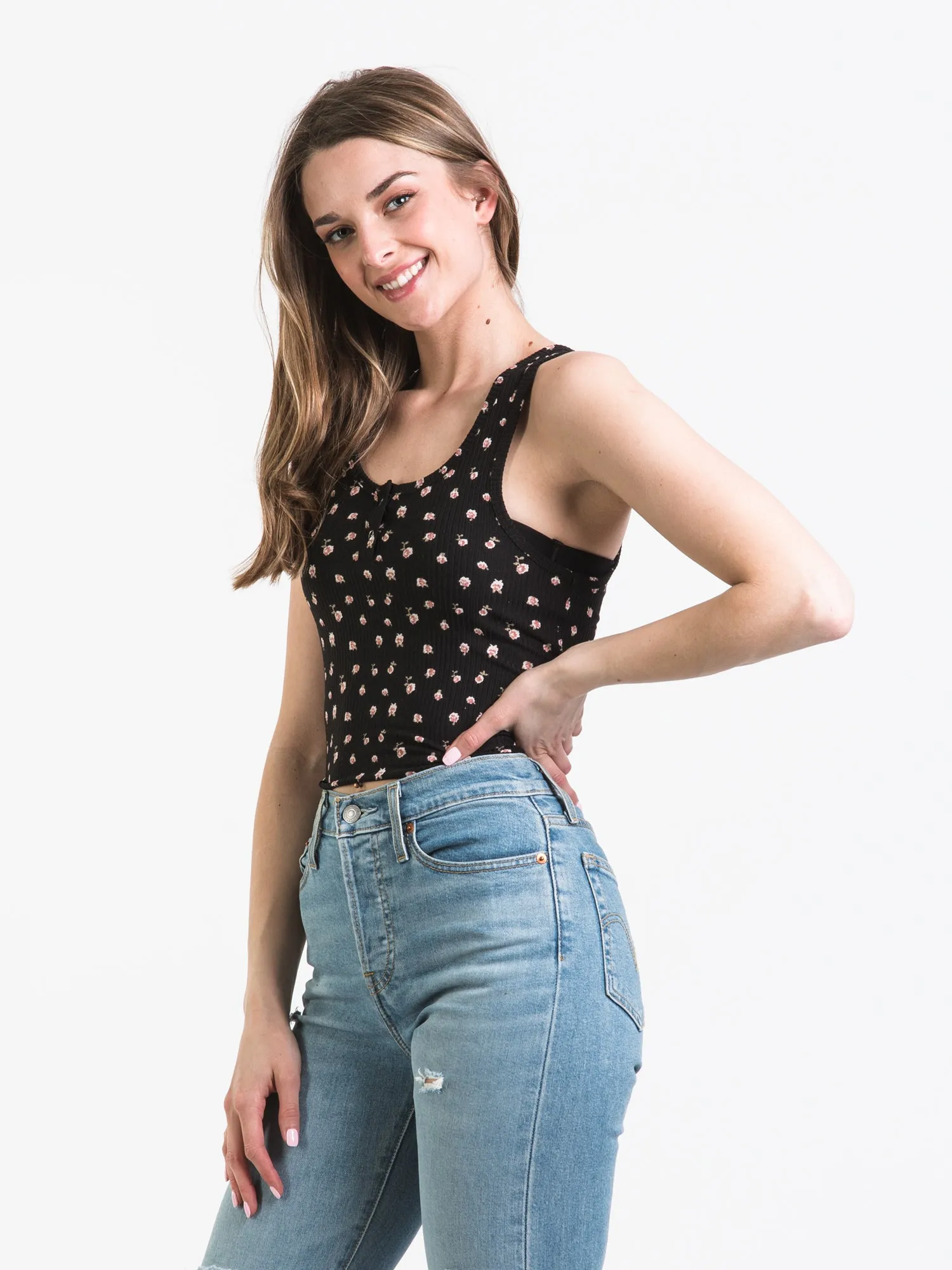 HARLOW SNAP HENLEY DITSY TANK - CLEARANCE sold by Boathouse product image thumbnail 3