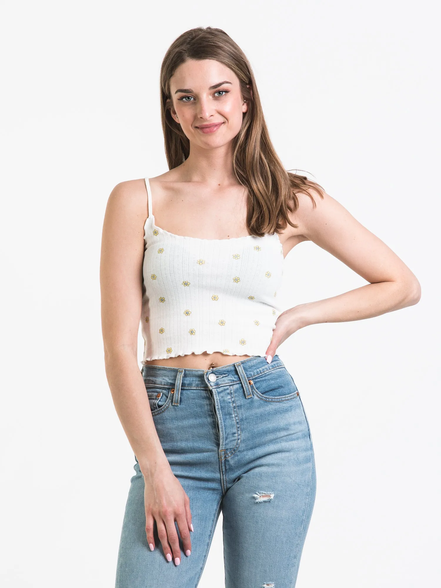 HARLOW POINTELLE RUFFLE DITSY TANK - CLEARANCE sold by Boathouse