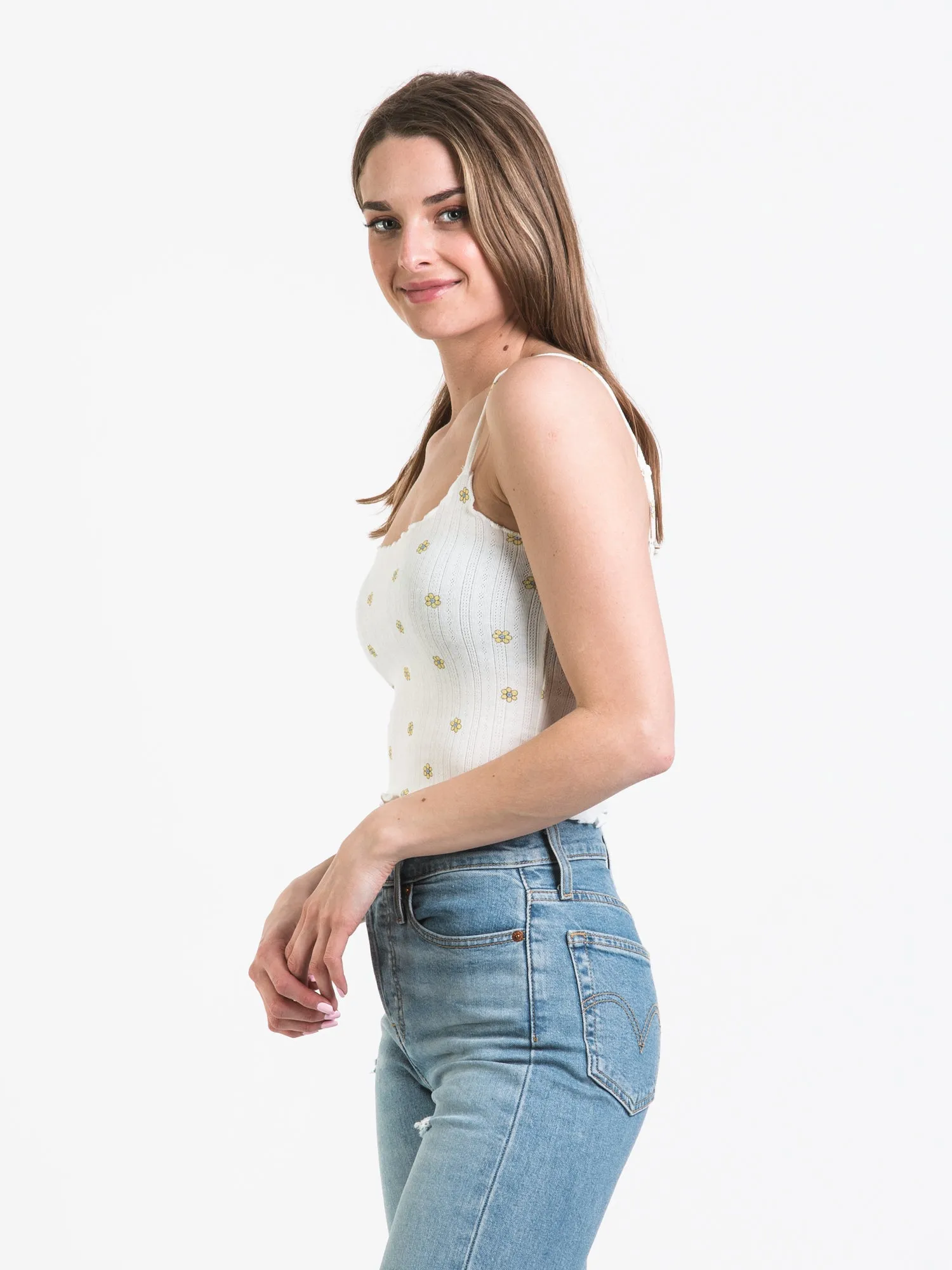 HARLOW POINTELLE RUFFLE DITSY TANK - CLEARANCE sold by Boathouse product image thumbnail 3