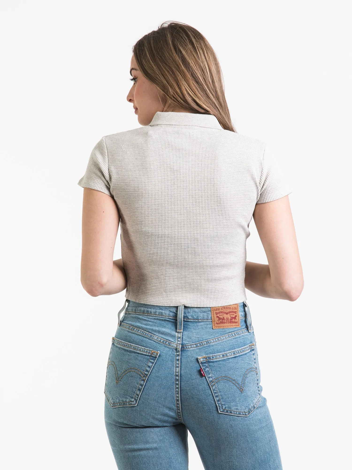 HARLOW WAFFLE SNAP MELANGE HENLEY - CLEARANCE sold by Boathouse product image thumbnail 2