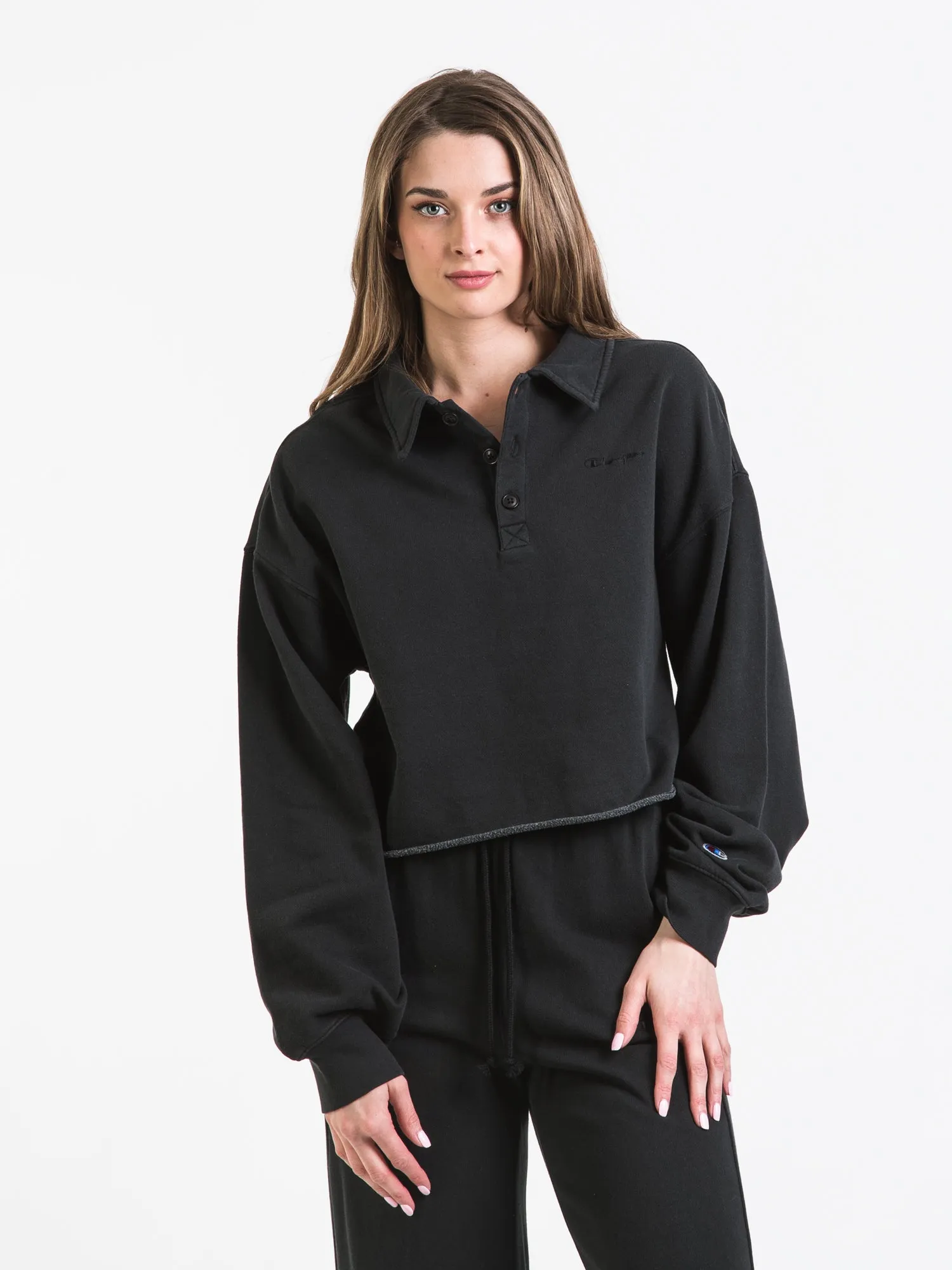 CHAMPION LIGHTWEIGHT FLEECE CROPPED POLO - CLEARANCE sold by Boathouse