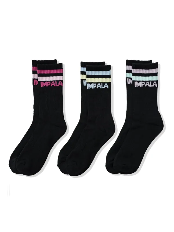 IMPALA STRIPE SKATE 3 PACK SOX SOCKS - CLEARANCE sold by Boathouse