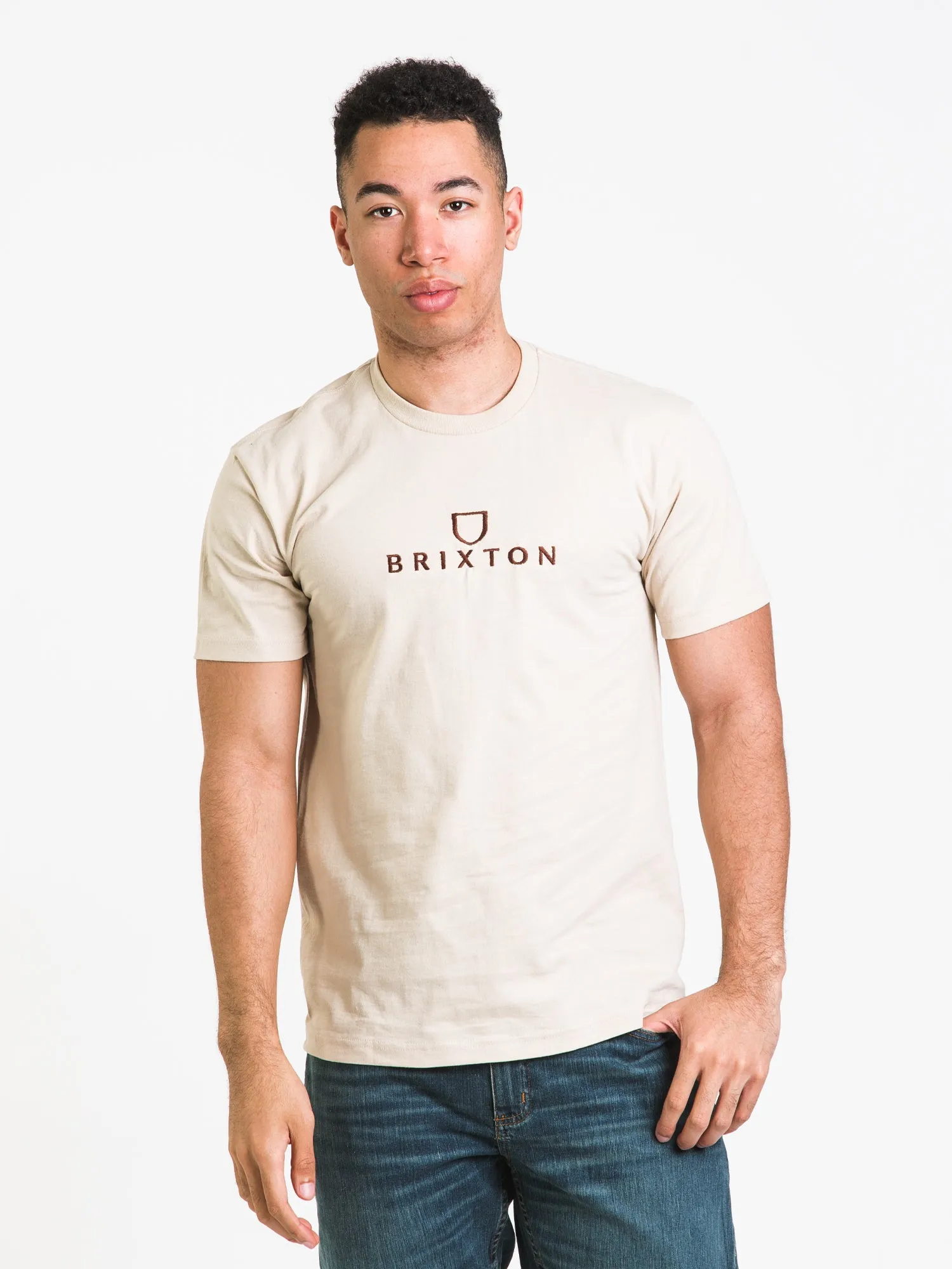 BRIXTON ALPHA THREAD T-SHIRT CREAM sold by Boathouse
