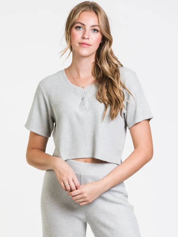 HARLOW WAFFLE CROPPED HENLEY - CLEARANCE made by Harlow