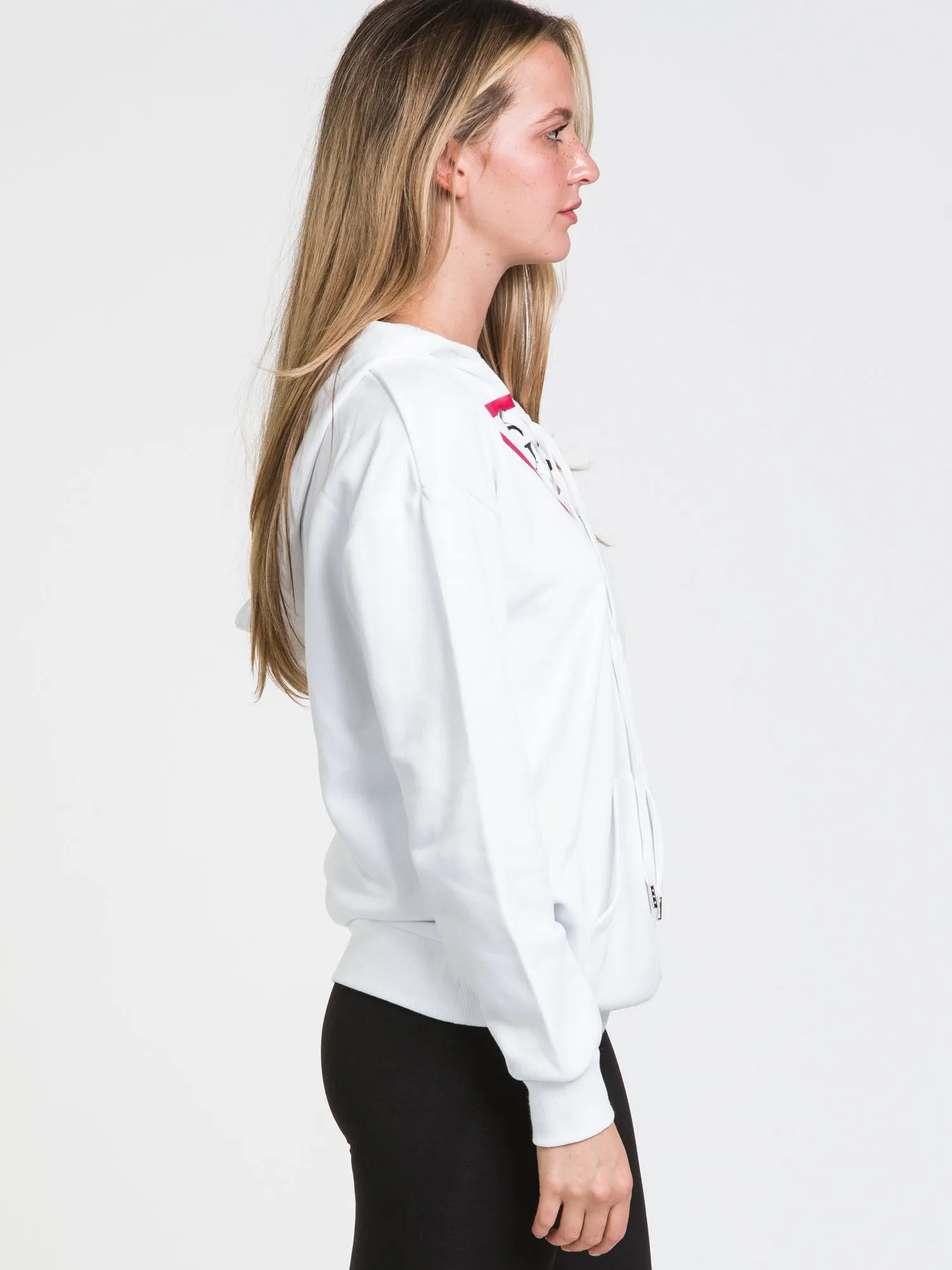 GUESS TRIANGLE LOGO FRONT LACE PULLOVER HOODIE - CLEARANCE sold by Boathouse product image thumbnail 3