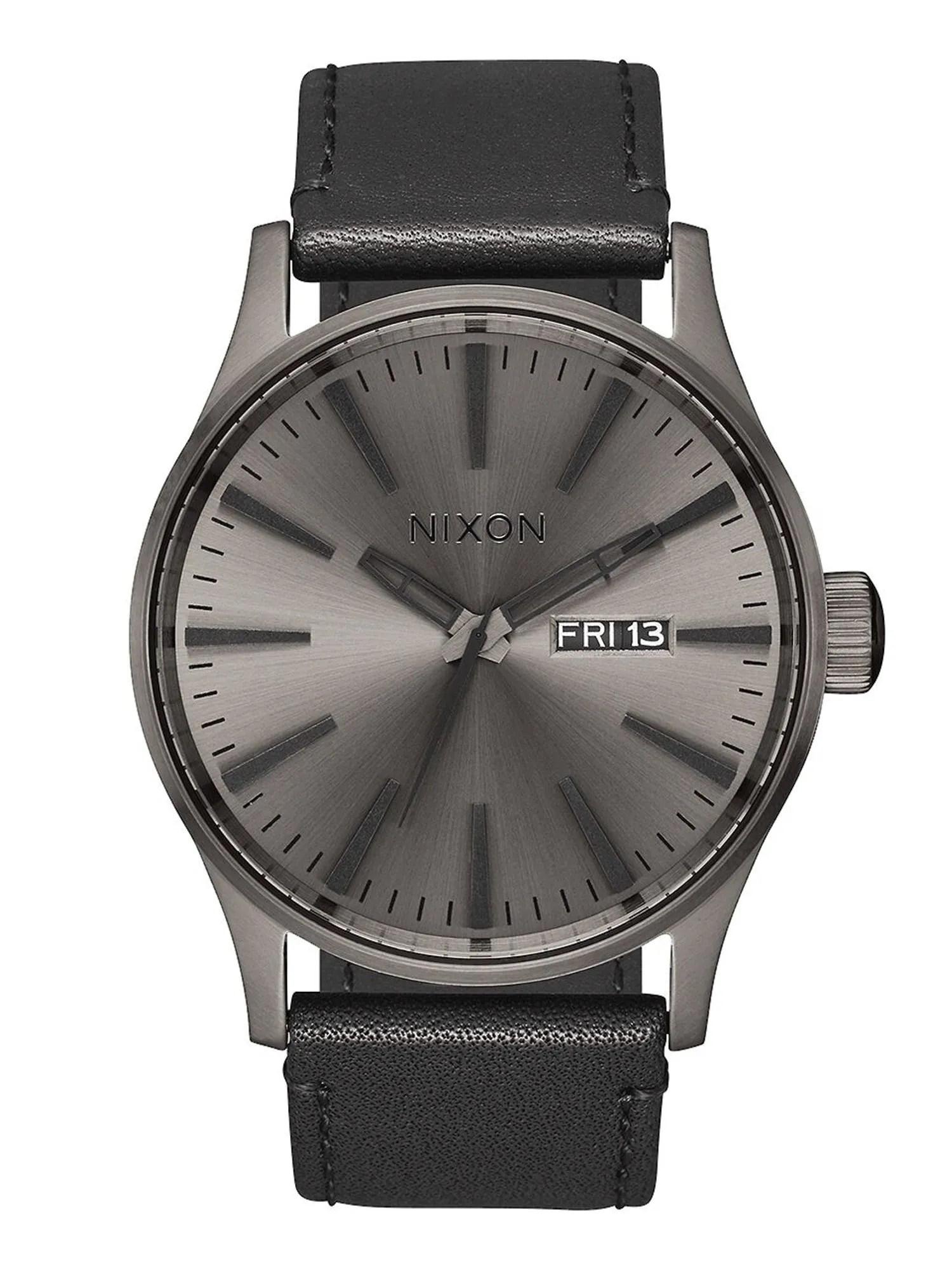 NIXON SENTRY LEATHER - GUNMETAL/BLACK WATCH sold by Boathouse