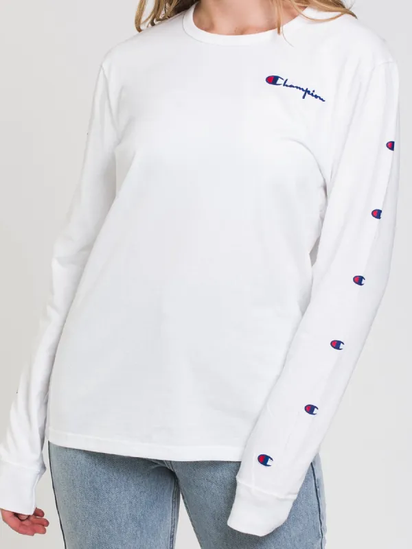 CHAMPION EMBROIDERED SCRIPT BOYFRIEND LONG SLEEVE TEE  - CLEARANCE sold by Boathouse
