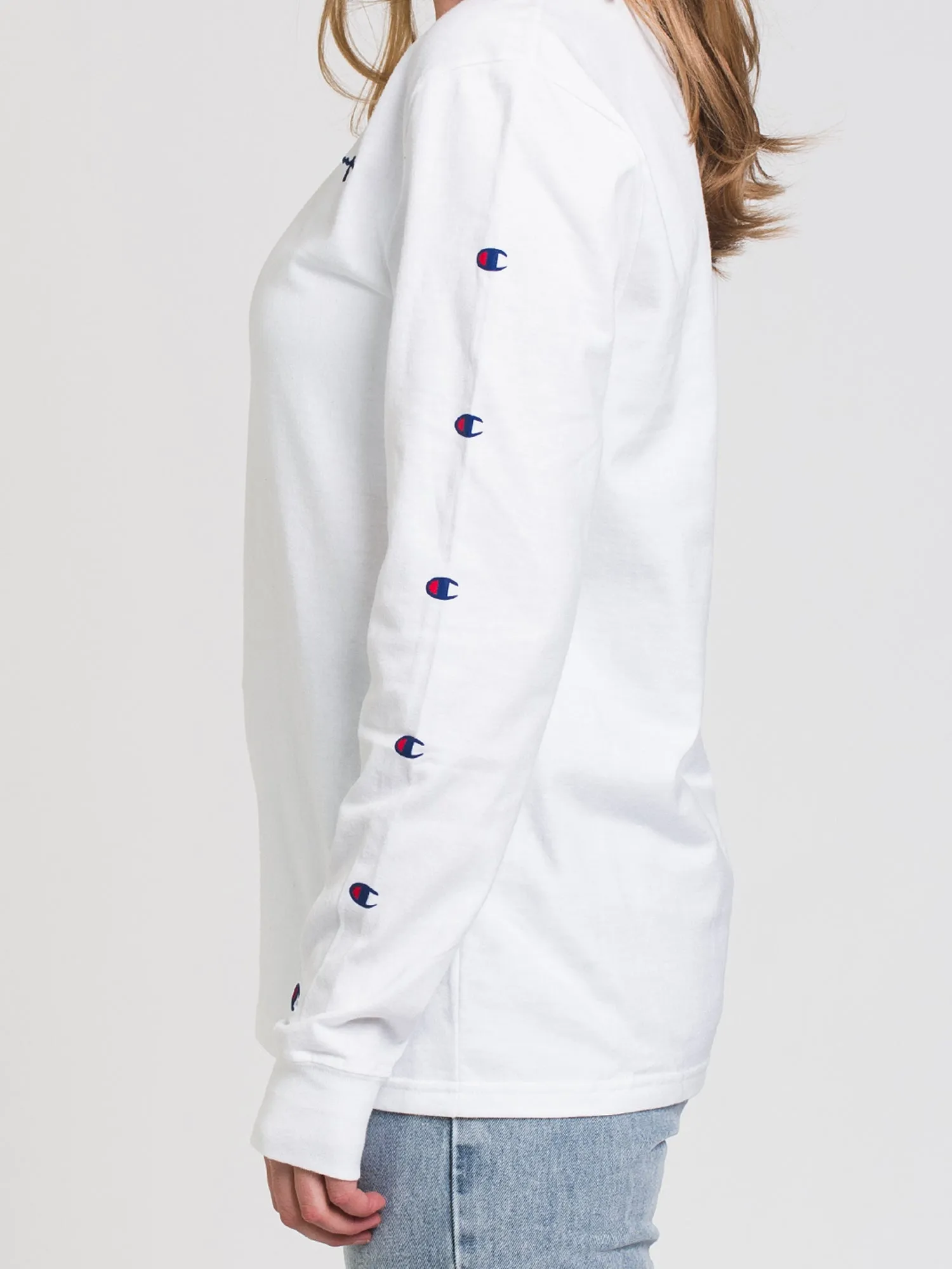 CHAMPION EMBROIDERED SCRIPT BOYFRIEND LONG SLEEVE TEE - CLEARANCE sold by Boathouse product image thumbnail 4