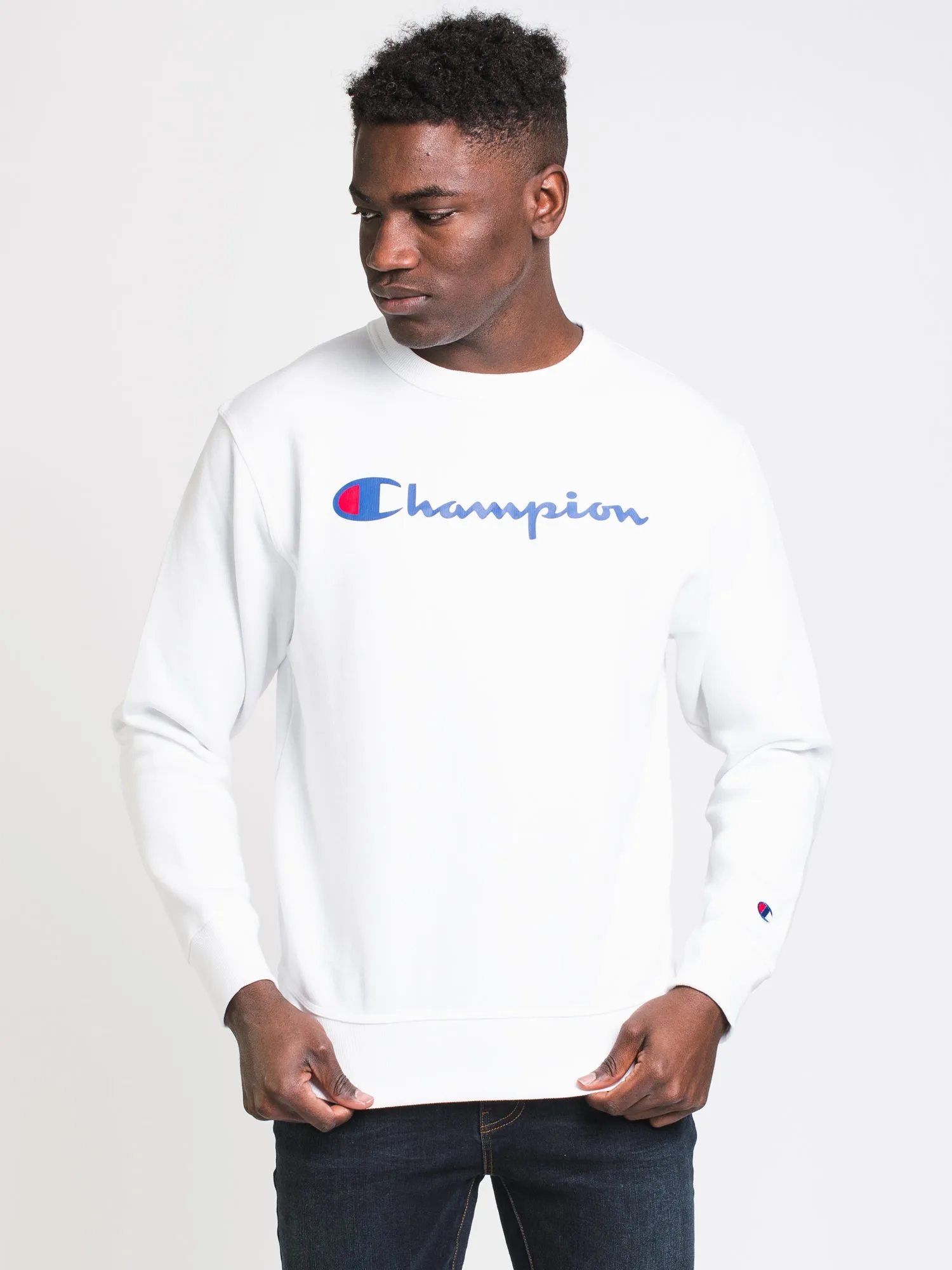CHAMPION POWERBLEND GRAPHIC CREW SCRIPT - CLEARANCE sold by Boathouse
