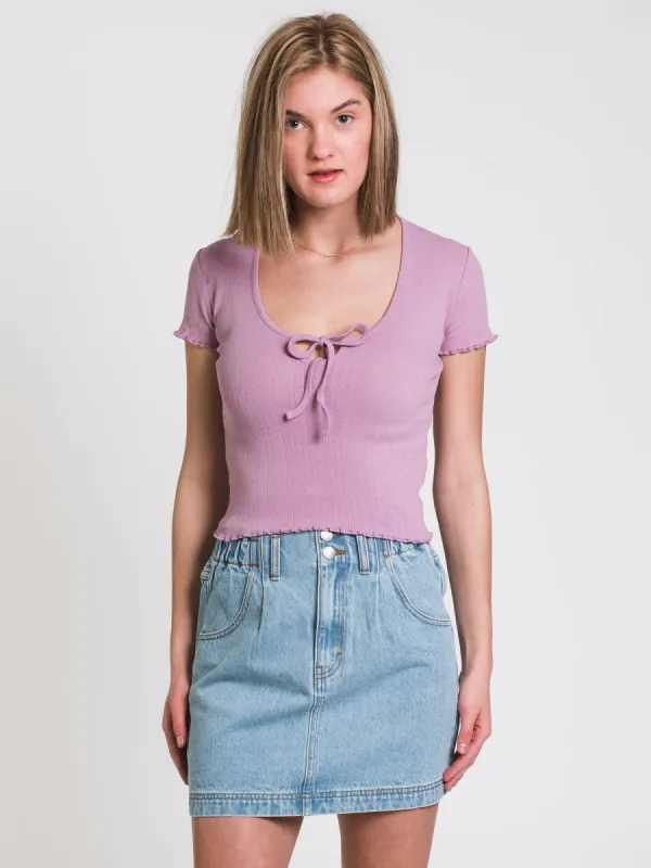 HARLOW POINTELLE SCOOP TEE - CLEARANCE sold by Boathouse