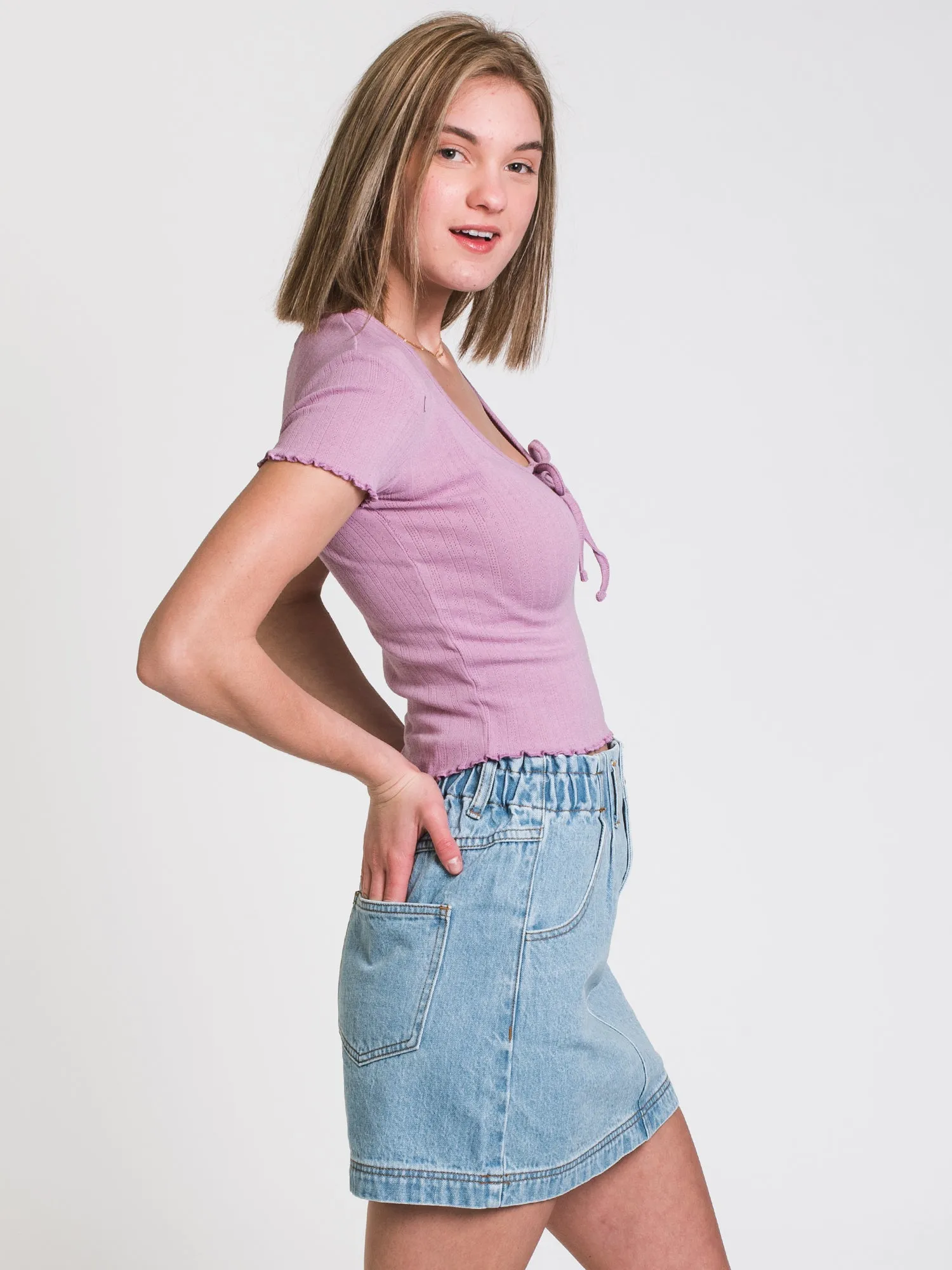 HARLOW POINTELLE SCOOP TEE - CLEARANCE sold by Boathouse product image thumbnail 3