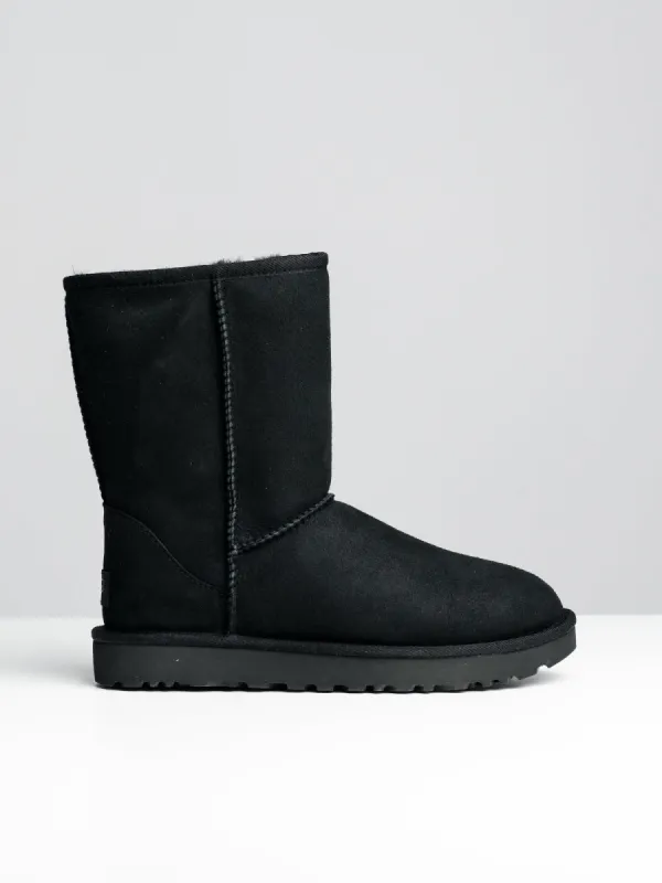 WOMENS UGG CLASSIC SHORT II BOOTS - BLACK sold by Boathouse