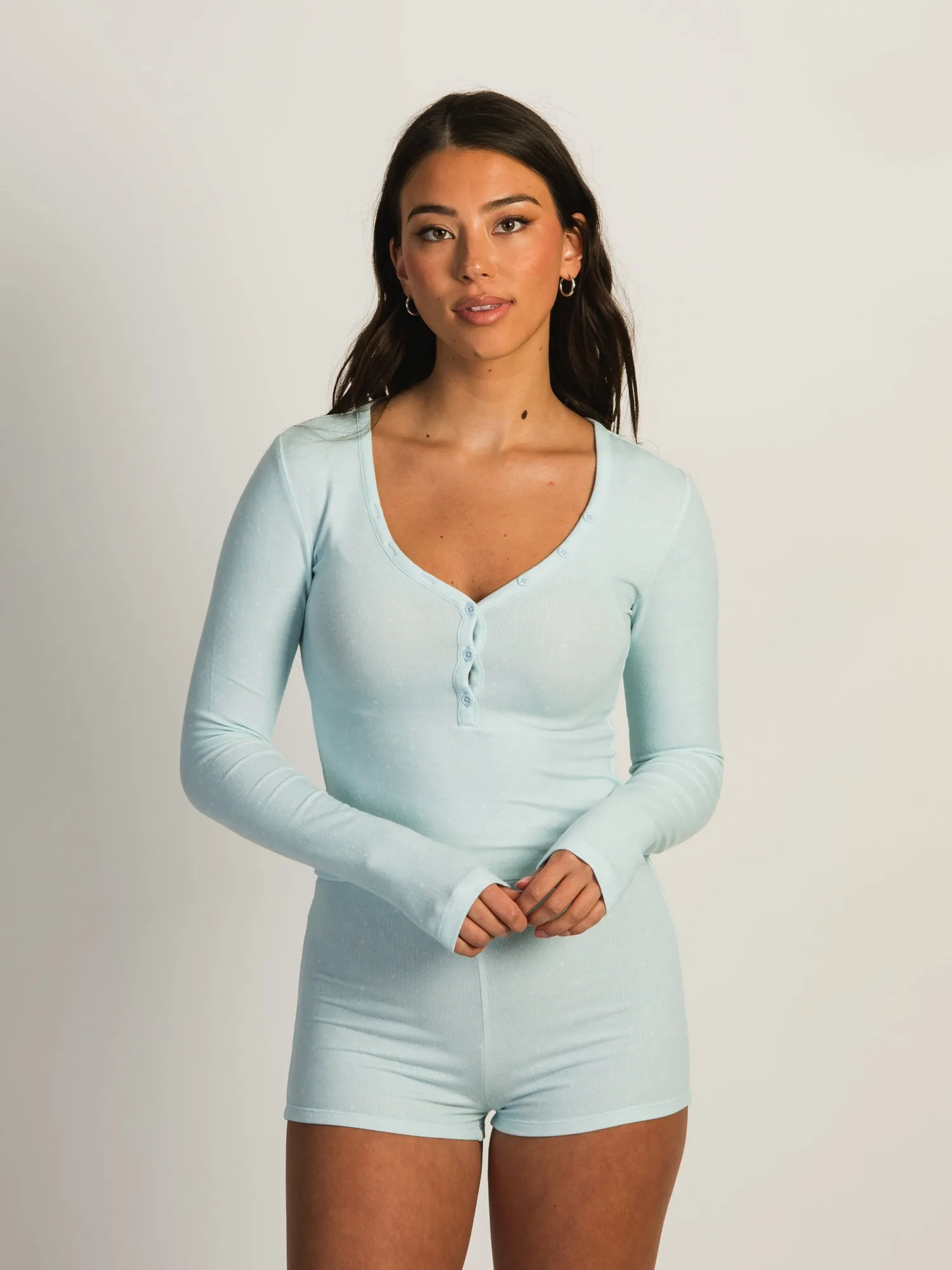 HARLOW HOLLY HENLEY DITSY LONG SLEEVE - LIGHT BLUE sold by Boathouse
