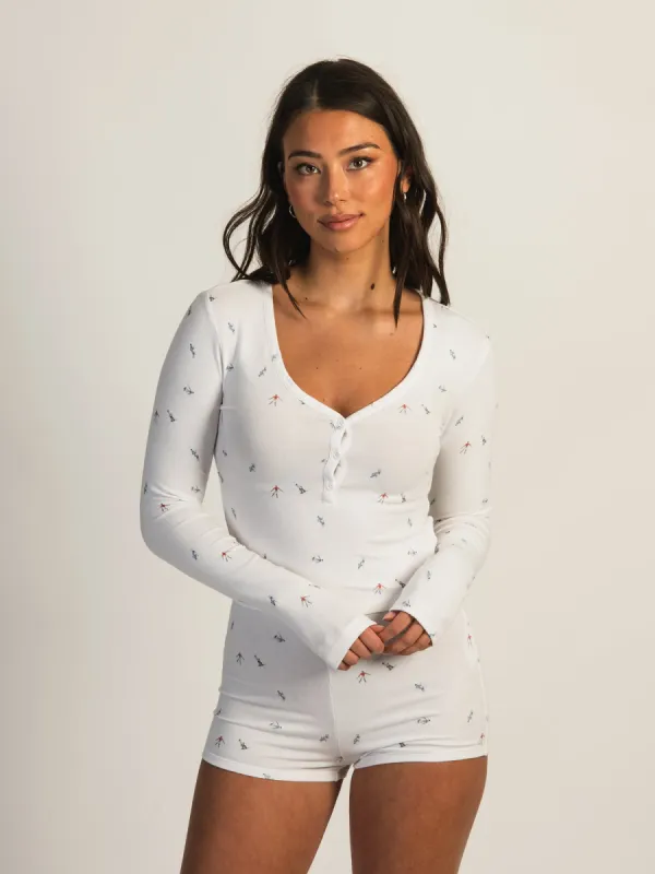 HARLOW HOLLY HENLEY DITSY LONG SLEEVE - WHITE sold by Boathouse