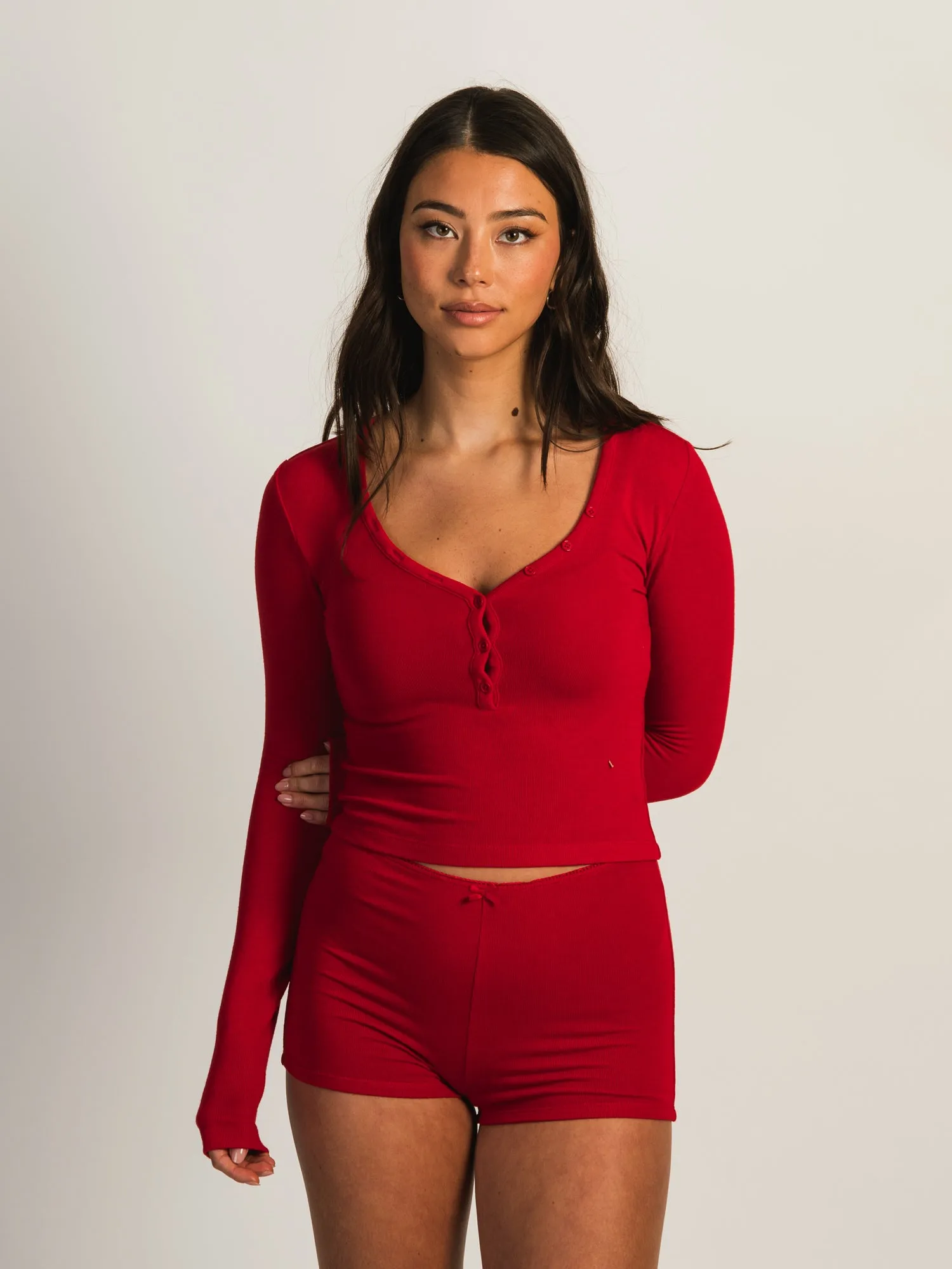 HARLOW HOLLY HENLEY LONG SLEEVE - RED sold by Boathouse