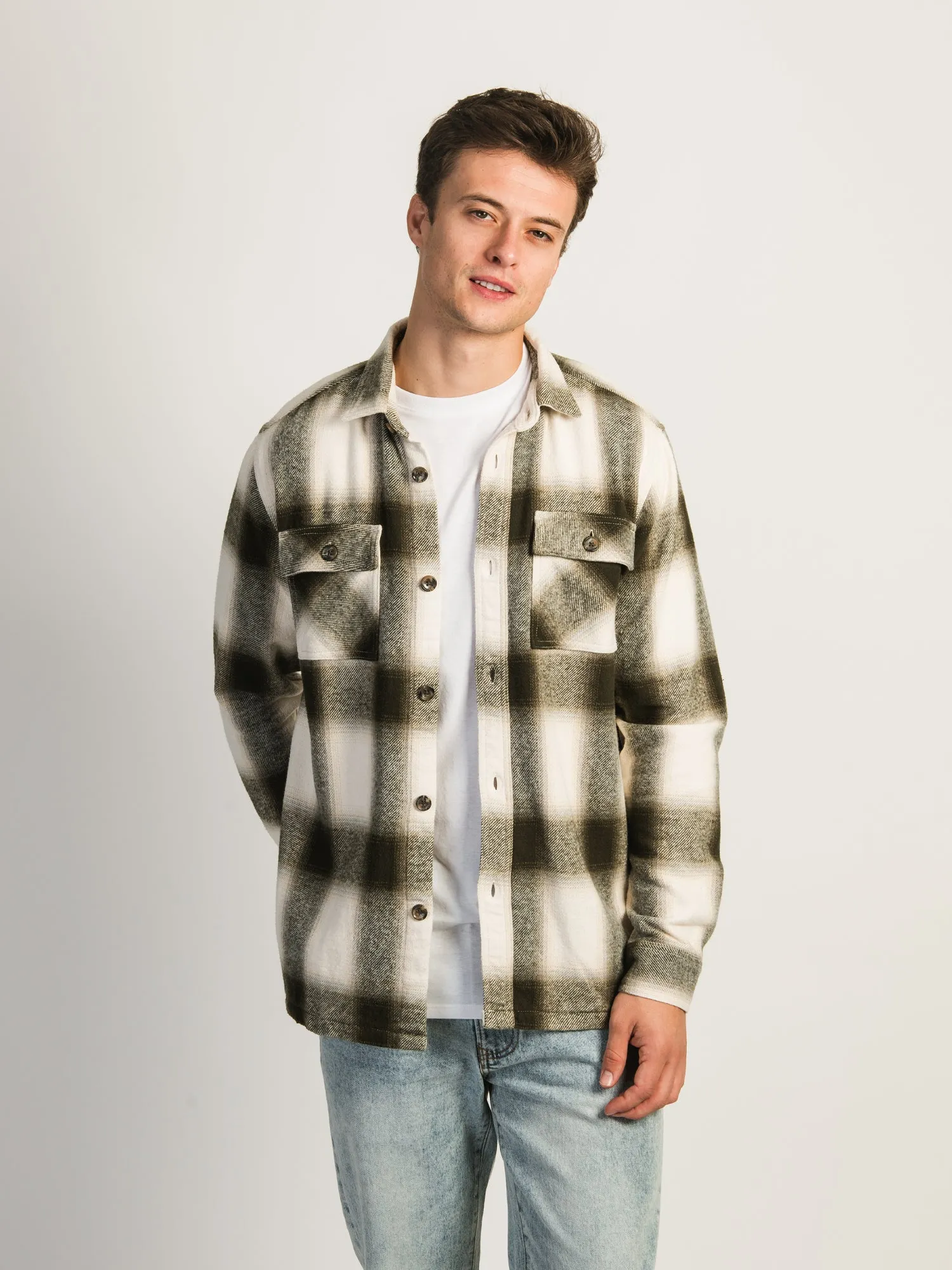 KOLBY OVERSIZED BUTTON UP - CREAM sold by Boathouse