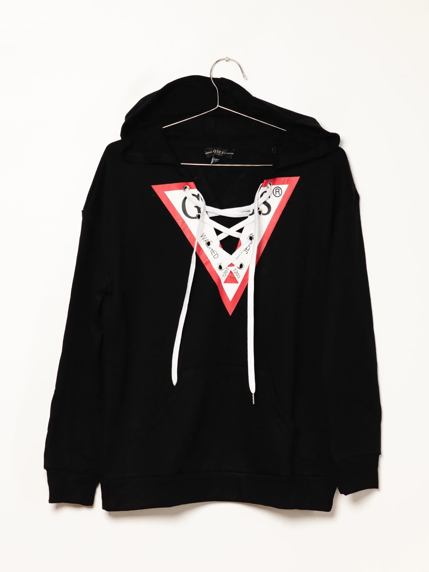 GUESS TRIANGLE LACE FRONT PULLOVER HOODIE - CLEARANCE sold by Boathouse product image thumbnail 4