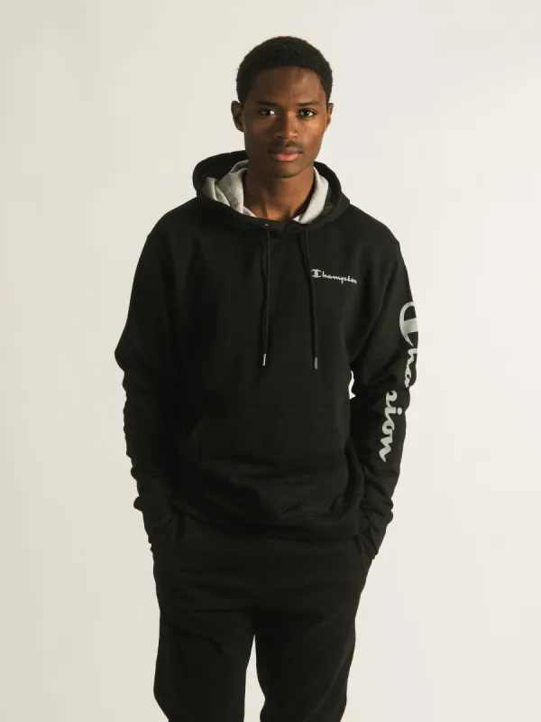 CHAMPION POWERBLEND SLEEVE & LC SCRIPT HOODIE   - CLEARANCE sold by Boathouse