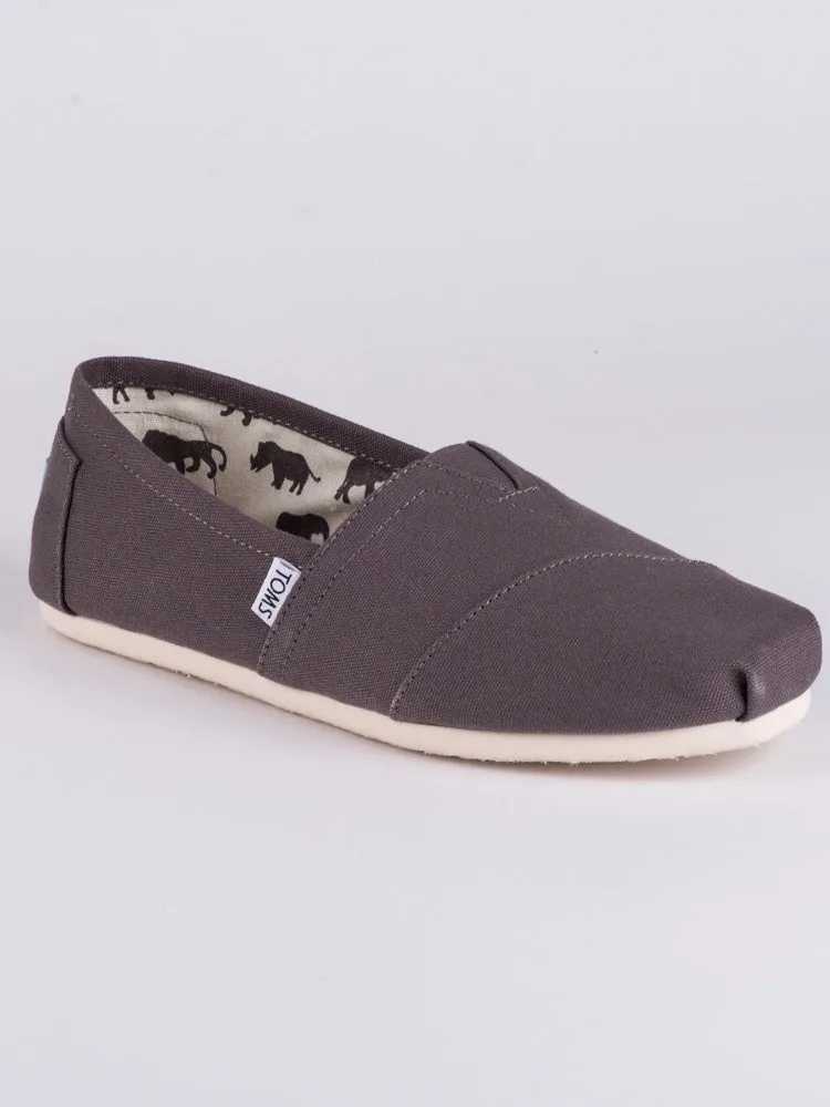 MENS TOMS CLASSICS GREY CANVAS SLIP-ONS - CLEARANCE sold by Boathouse