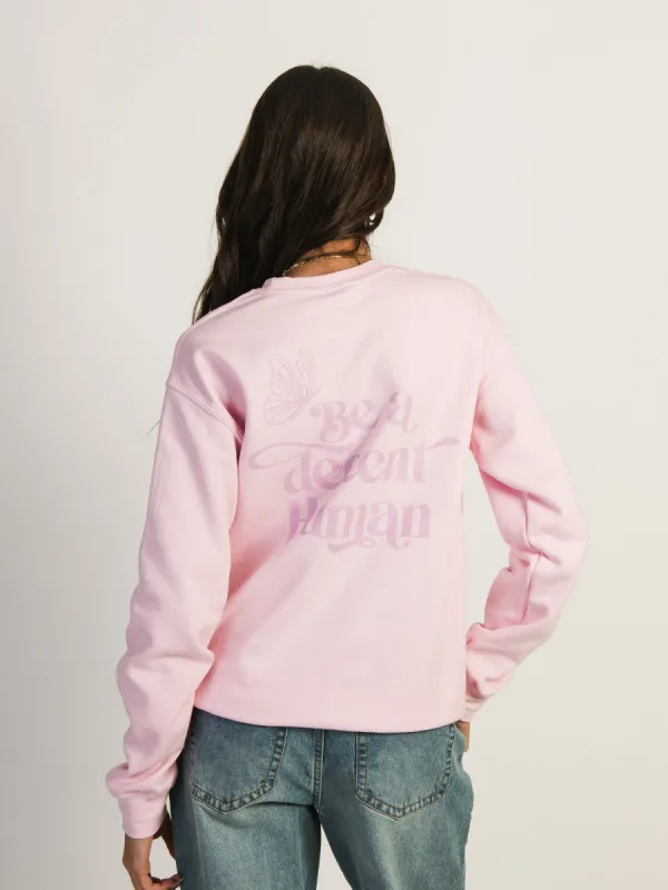 BARSTOOL SPORTS BE A DECENT HUMAN TEXT CREWNECK sold by Boathouse