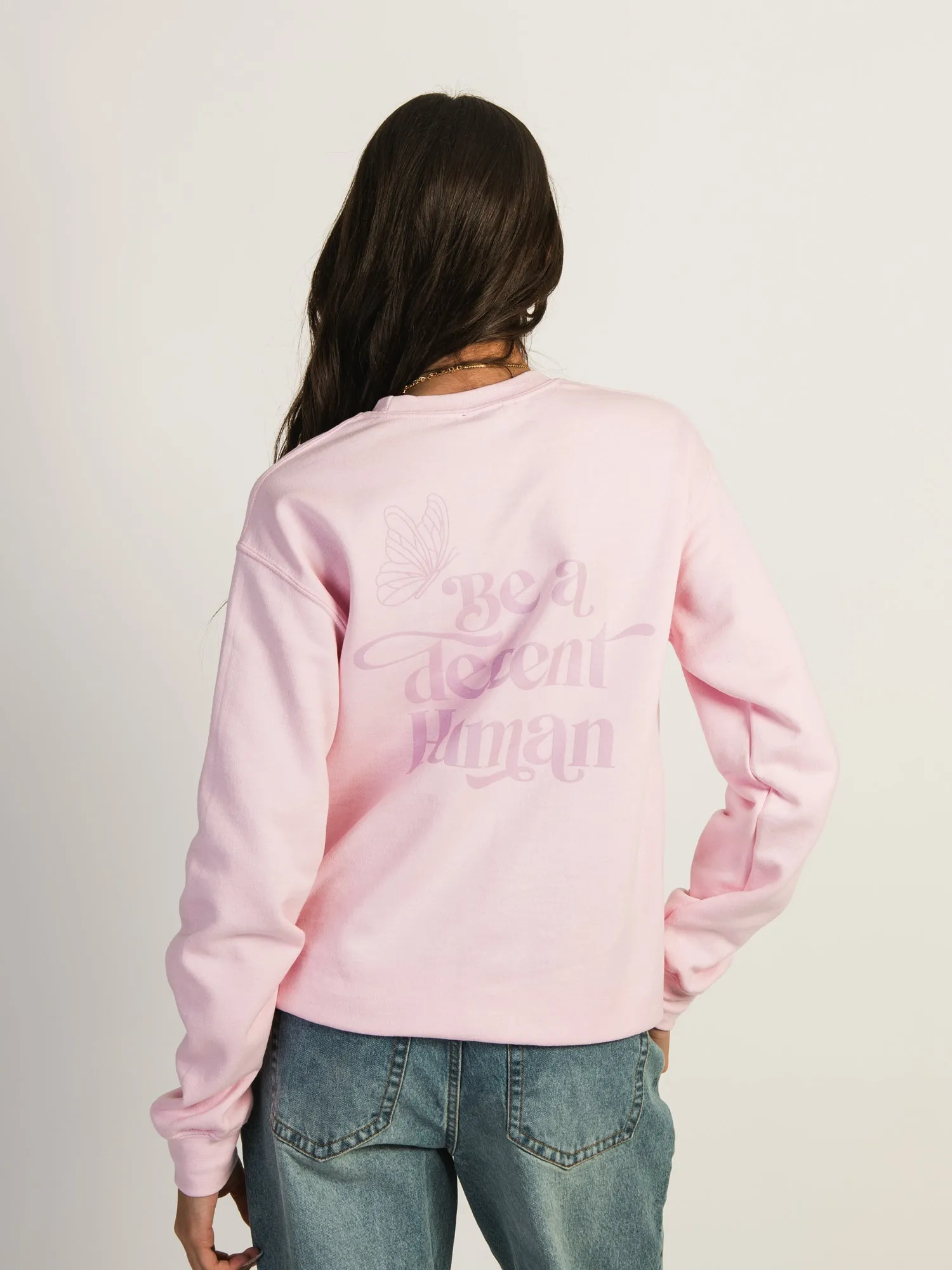 BARSTOOL SPORTS BE A DECENT HUMAN TEXT CREWNECK sold by Boathouse