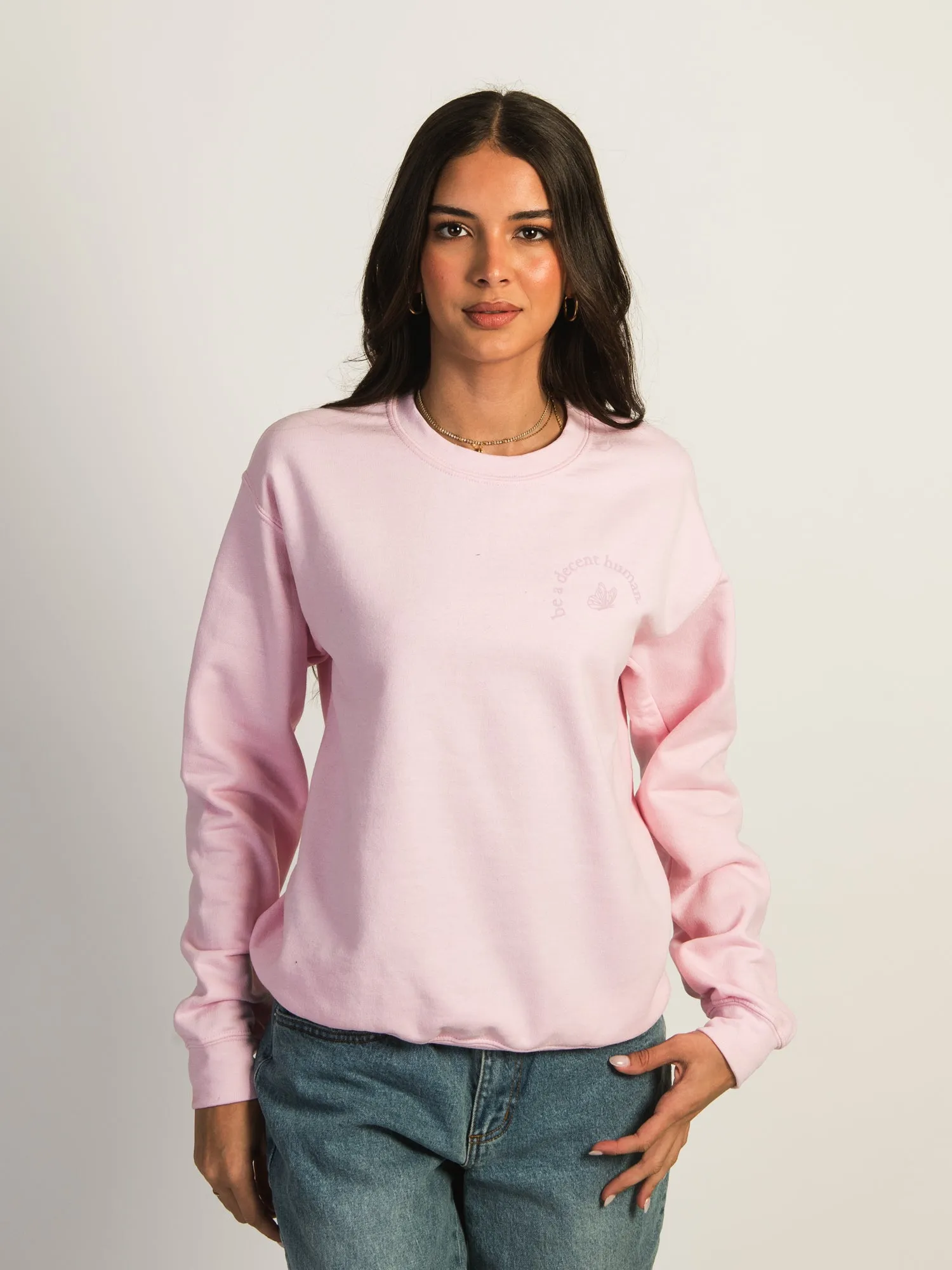 BARSTOOL SPORTS BE A DECENT HUMAN TEXT CREWNECK sold by Boathouse product image thumbnail 2