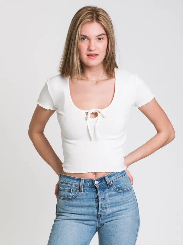 HARLOW POINTELLE SCOOP TEE - CLEARANCE sold by Boathouse