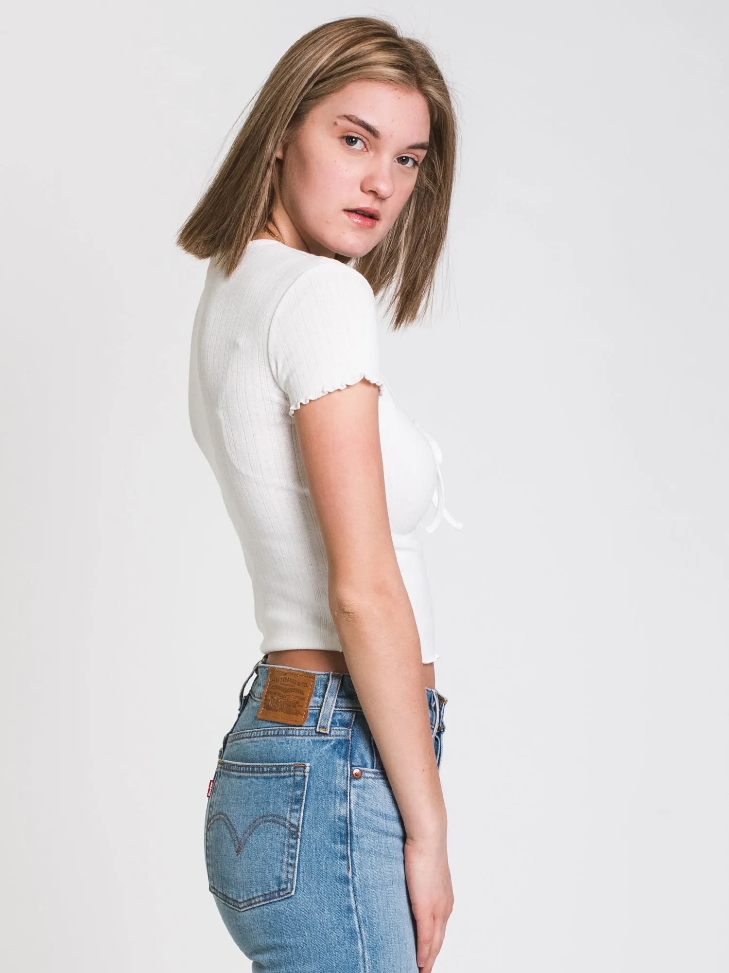 HARLOW POINTELLE SCOOP TEE - CLEARANCE sold by Boathouse product image thumbnail 3