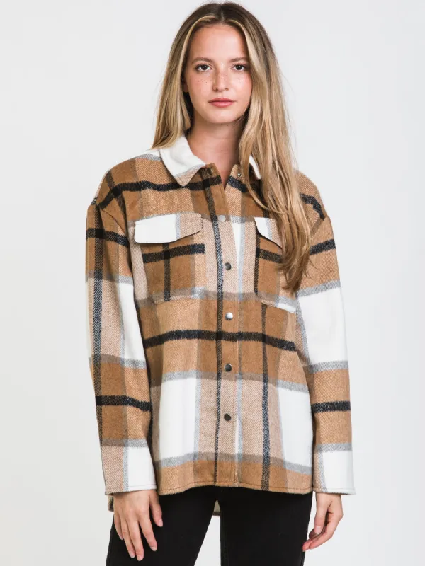 ONLY MACI LONG SLEEVE CHECK SHACKET  - CLEARANCE made by Only
