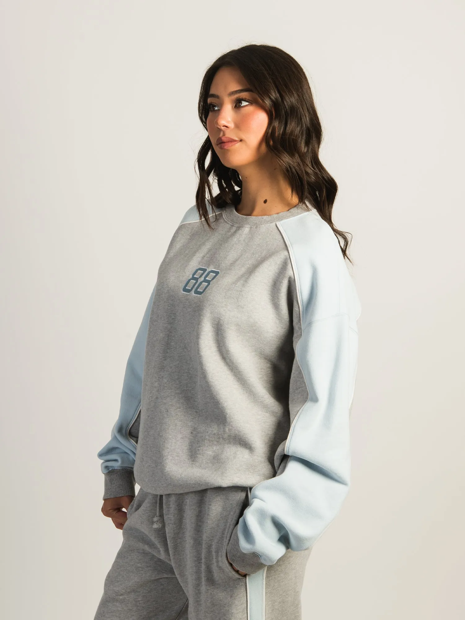 HARLOW ROXY EMBROIDERED CREWNECK - HEATHER GREY sold by Boathouse product image thumbnail 2