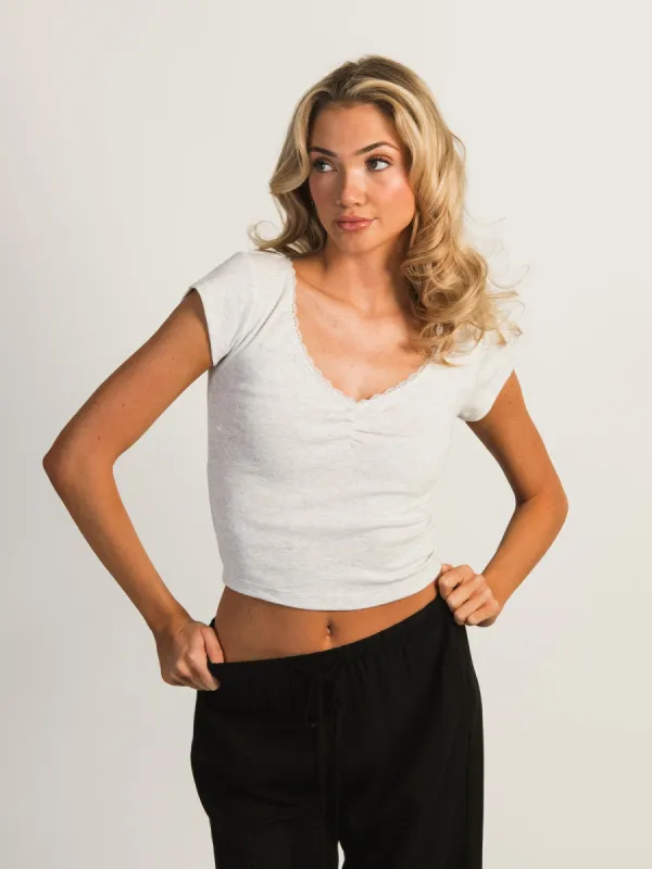 HARLOW EMMA MELANGE TEE - CLOUD sold by Boathouse