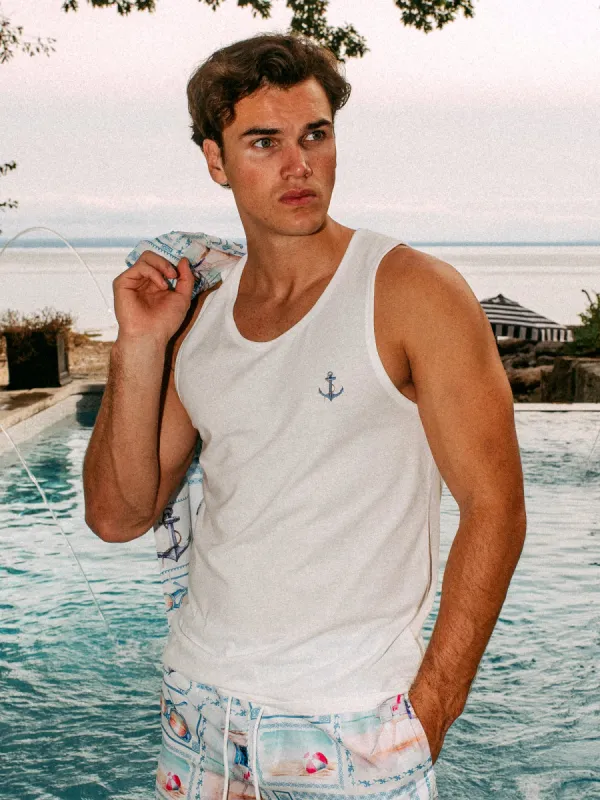 ISLAND HAZE ANCHOR EMBROIDERED TANK sold by Boathouse