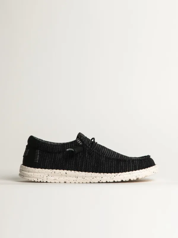 MENS HEYDUDE WALLY STRETCH SOX SLIP-ON - BLACK/WHITE sold by Boathouse