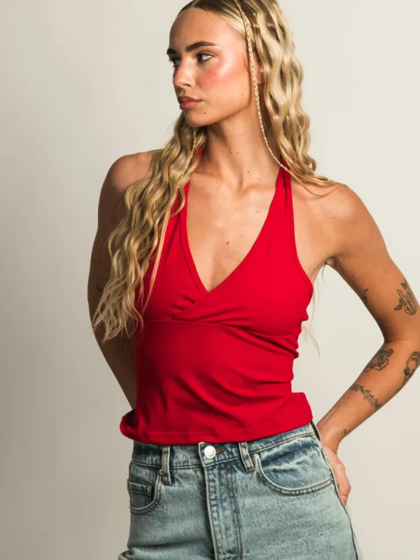 PRINCESS POLLY STAND BY HALTER TOP - RED sold by Boathouse