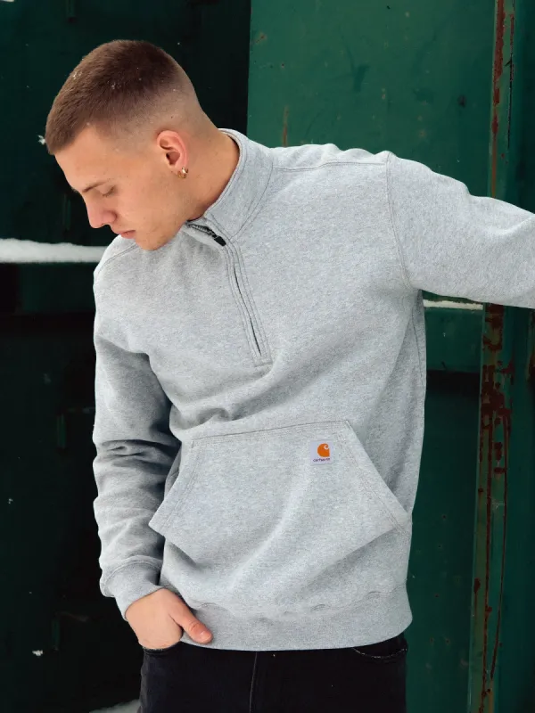 CARHARTT LOOSE FIT MIDWGHT QUARTER ZIP MOCK NECK - HEATHER GREY sold by Boathouse
