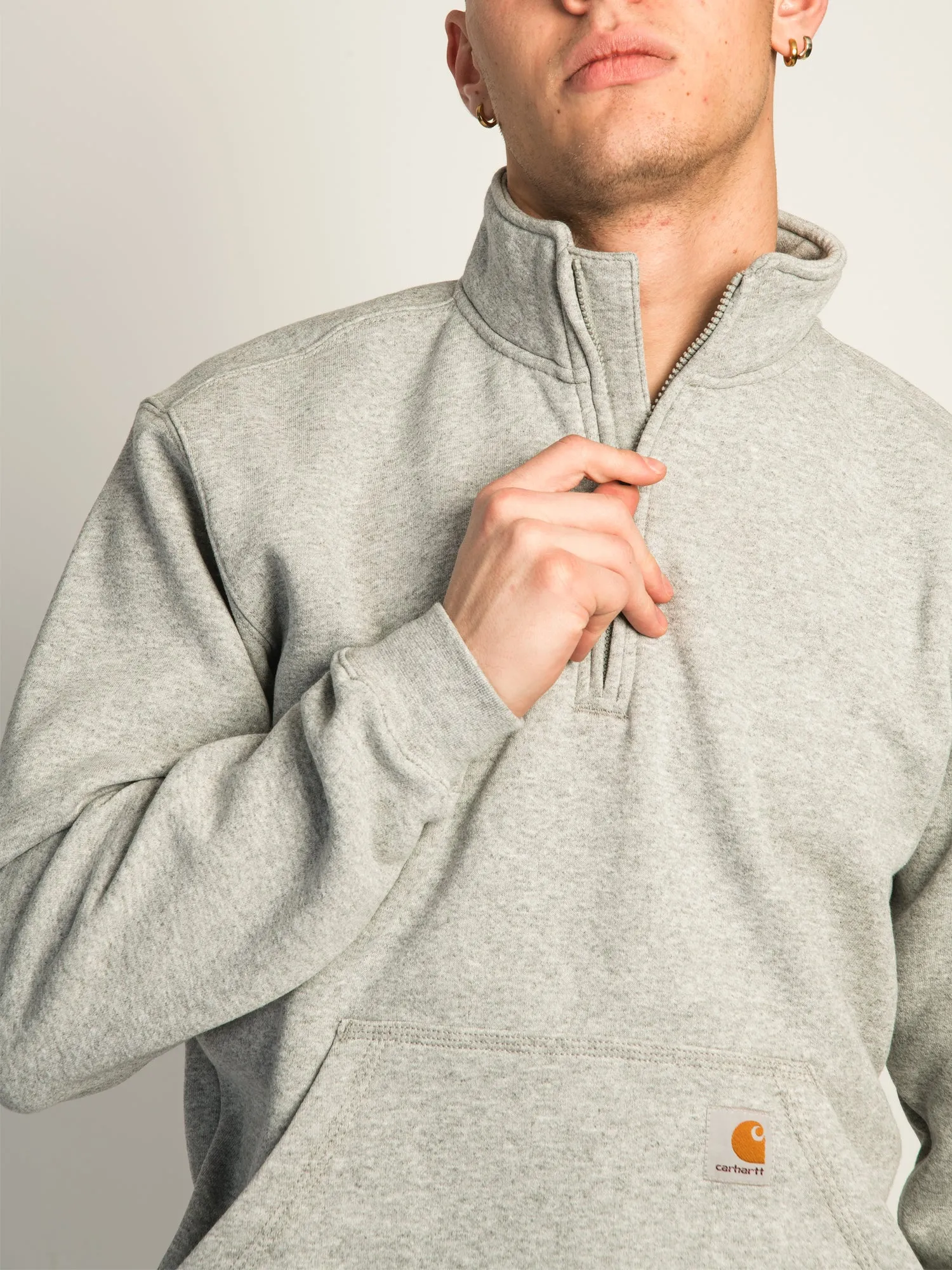 CARHARTT LOOSE FIT MIDWGHT QUARTER ZIP MOCK NECK - HEATHER GREY sold by Boathouse product image thumbnail 5