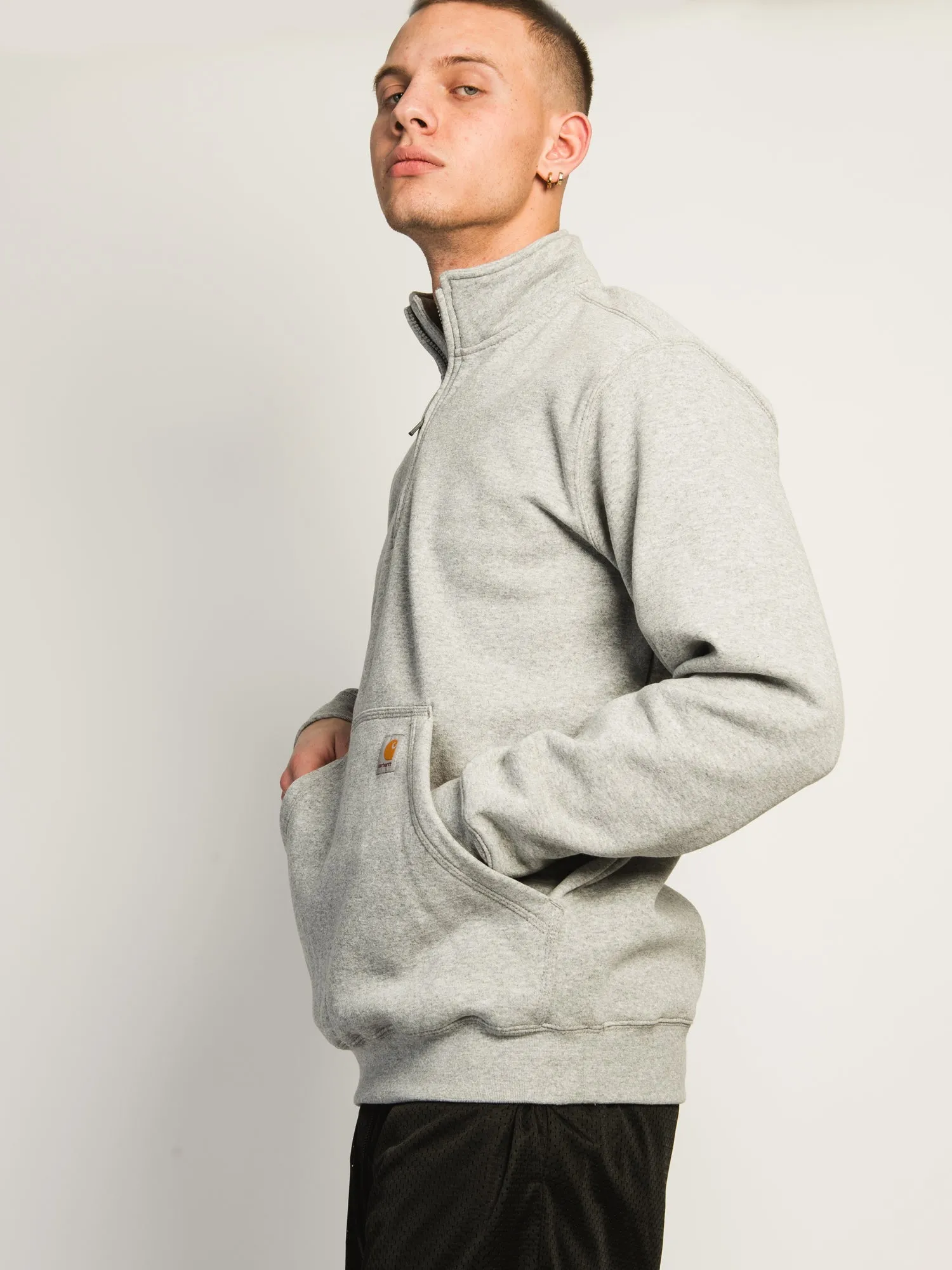 CARHARTT LOOSE FIT MIDWGHT QUARTER ZIP MOCK NECK - HEATHER GREY sold by Boathouse product image thumbnail 4