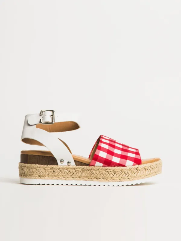 WOMENS HARLOW TOPIC SANDALS - RED GINGHAM sold by Boathouse