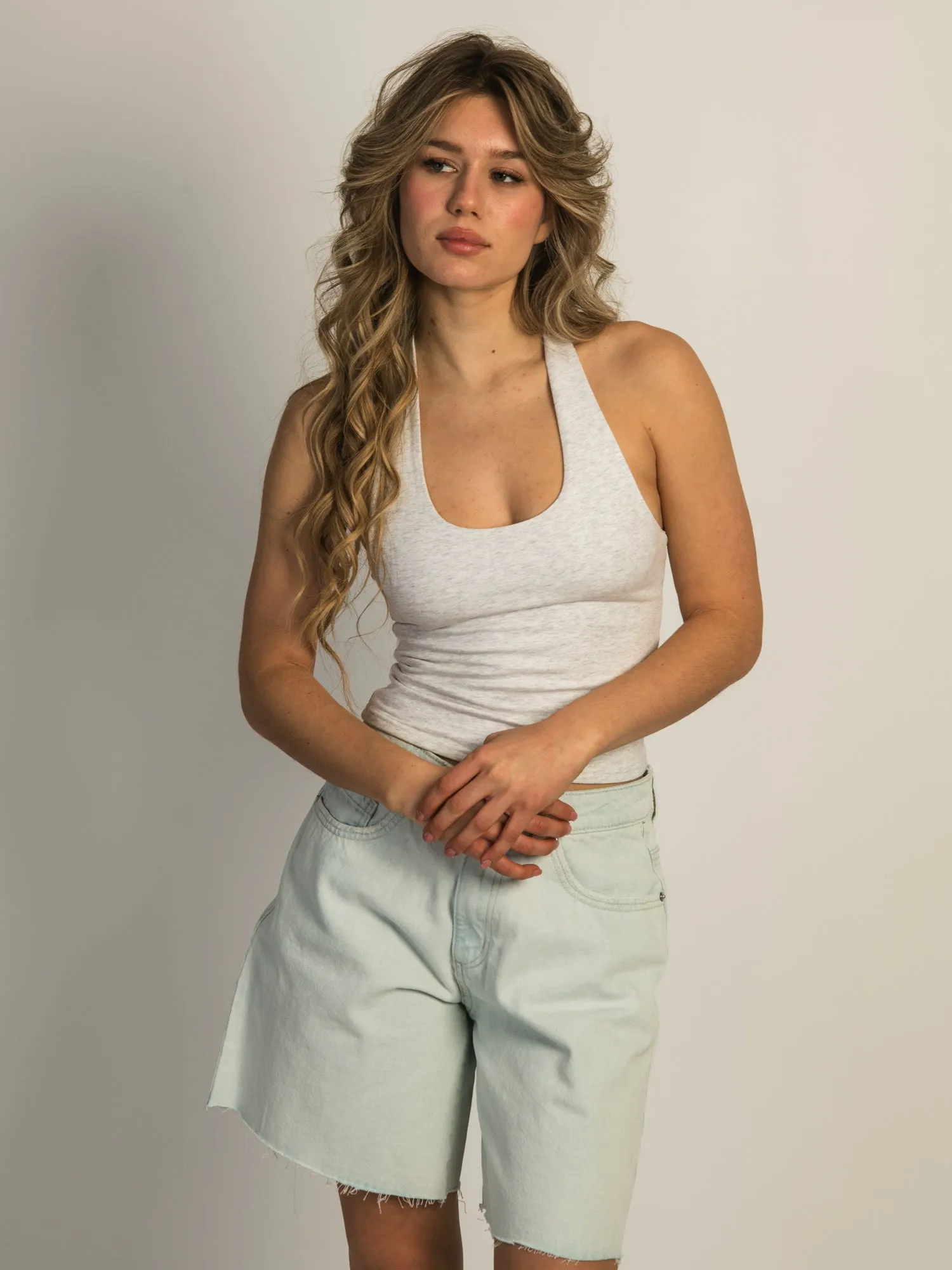 HARLOW DANI MELANGE HALTER TOP - CLOUD sold by Boathouse