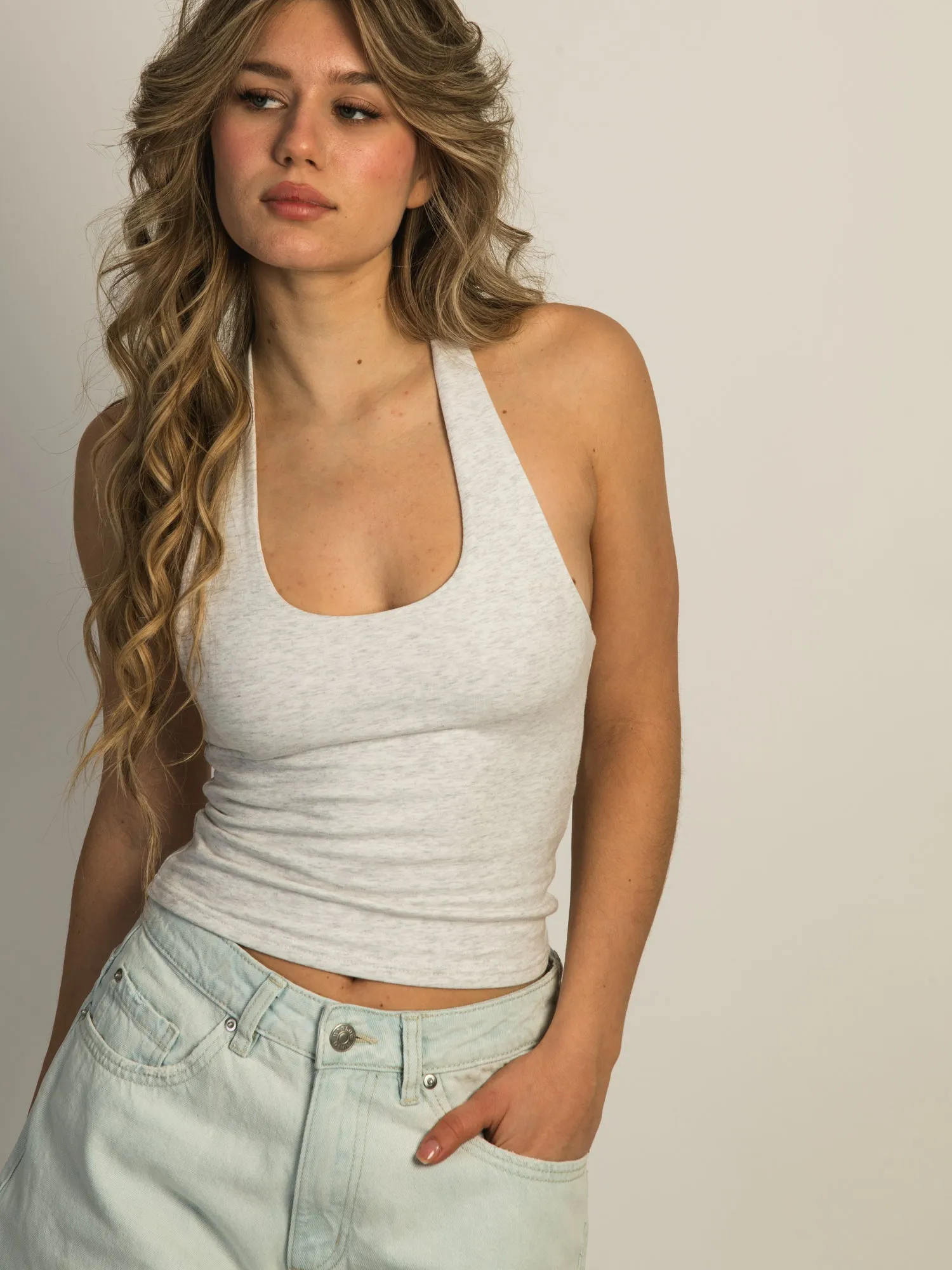HARLOW DANI MELANGE HALTER TOP - CLOUD sold by Boathouse product image thumbnail 3